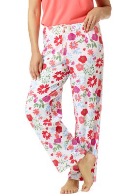 HUE White Floral Pajama Pants