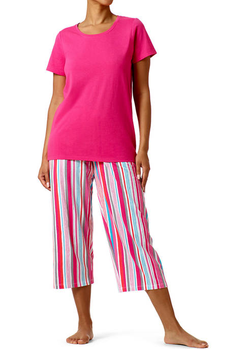 HUE® Striped T-Shirt and Capris Sleepwear Set