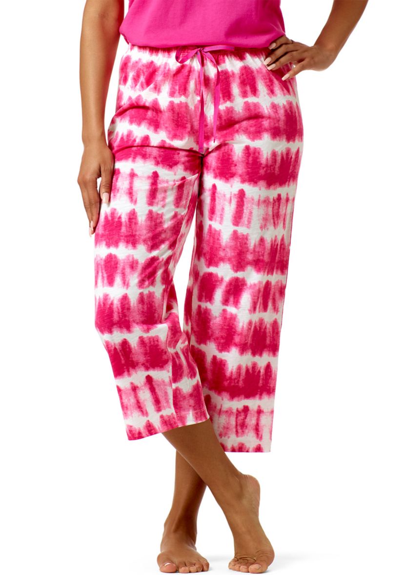 Printed Knit Capri Pajama Sleep Pants
