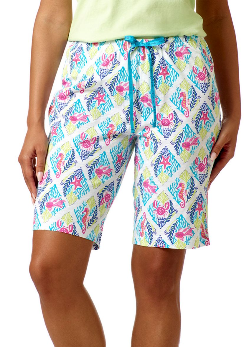 Printed Knit Bermuda Pajama Sleep Shorts