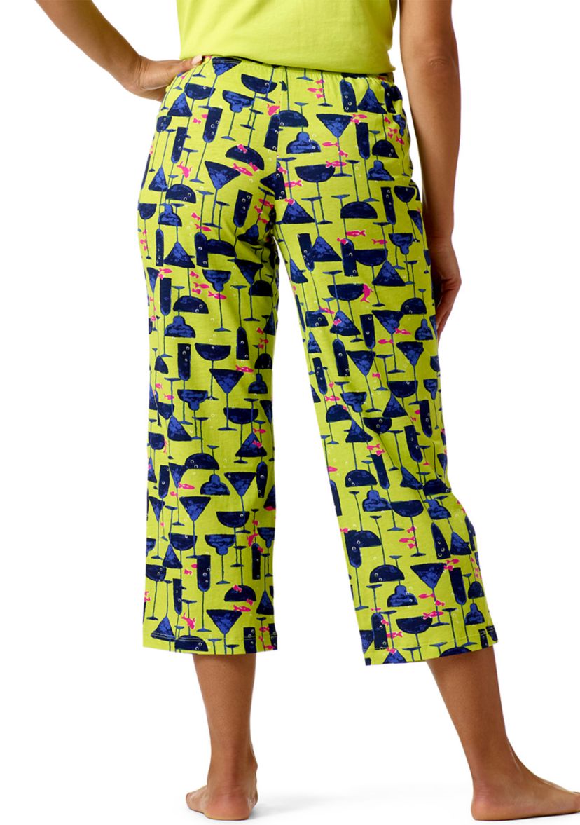 Printed Knit Capri Pajama Sleep Pants