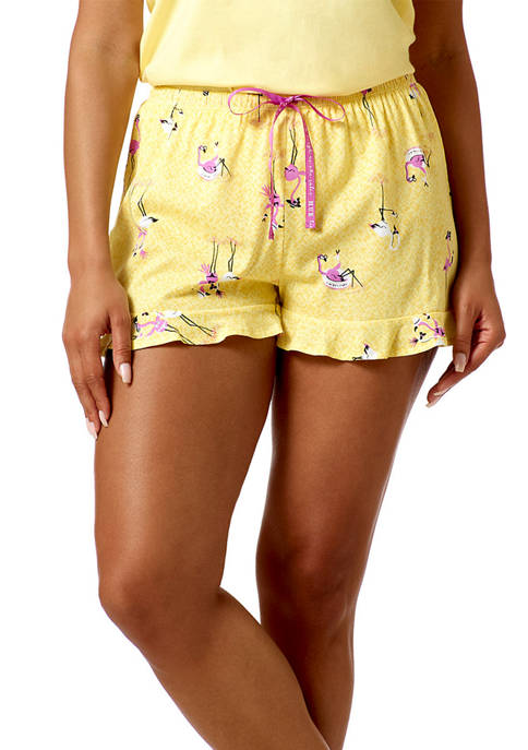 HUE® Flamingos Flounce Hem Pajama Boxer Shorts