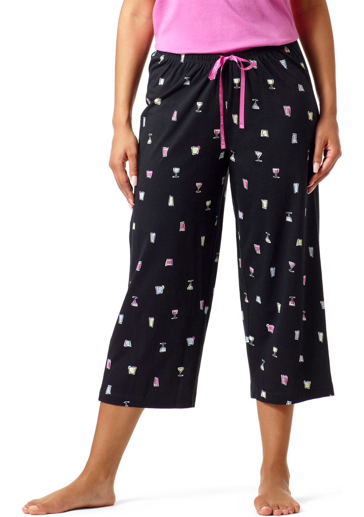 Womens Sleepwell Printed Knit Capri Pajama Pants Made with Temperature Regulating Technology 