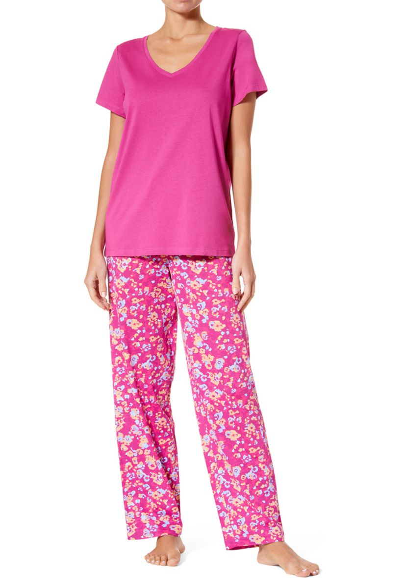 Womens Printed Knit Long Pajama Pants