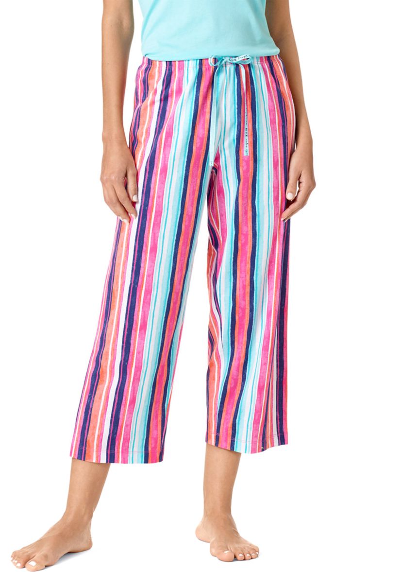  Printed Knit Capri Pajama Sleep Pants