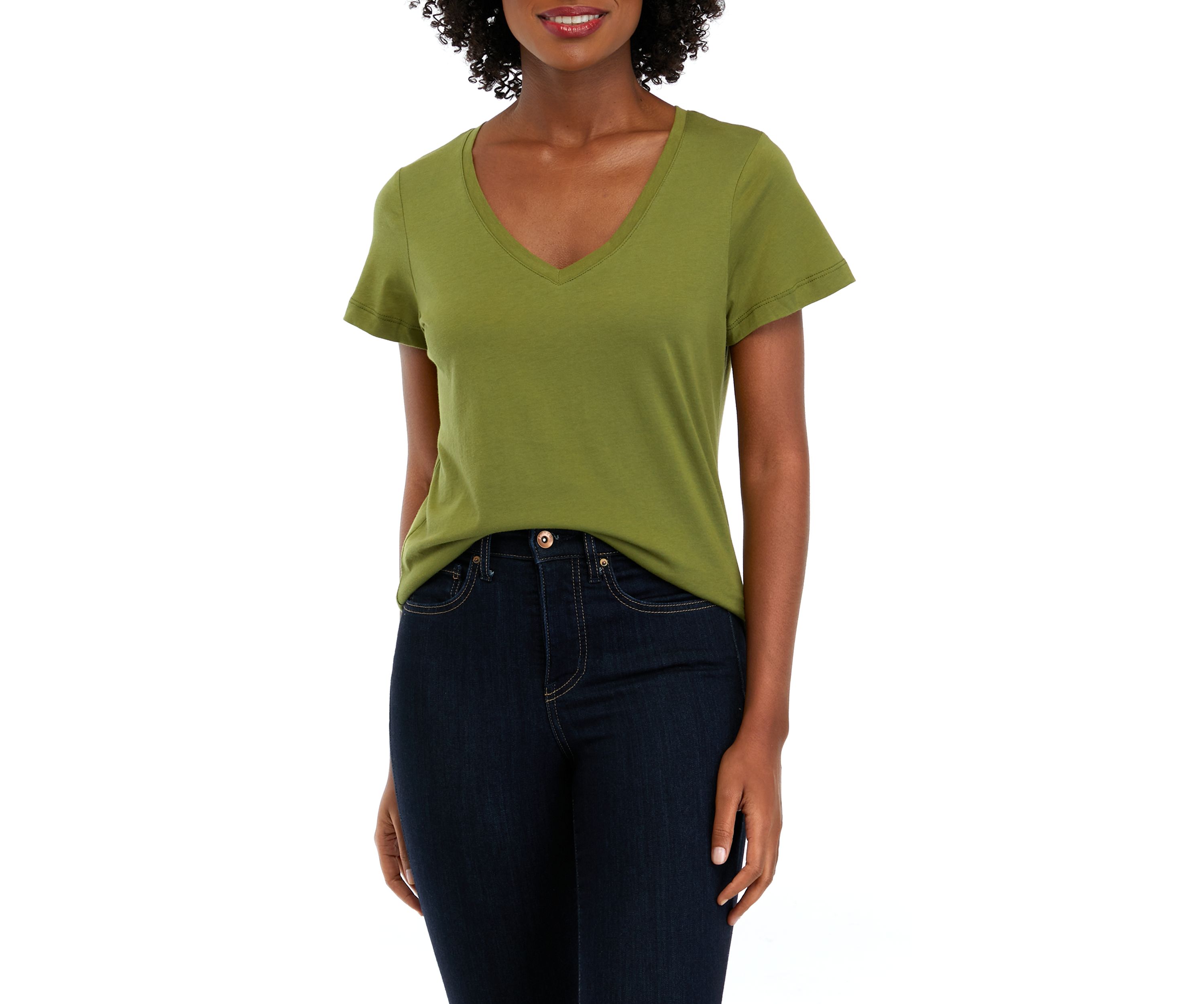 Short Sleeve Solid V-Neck T-Shirt
