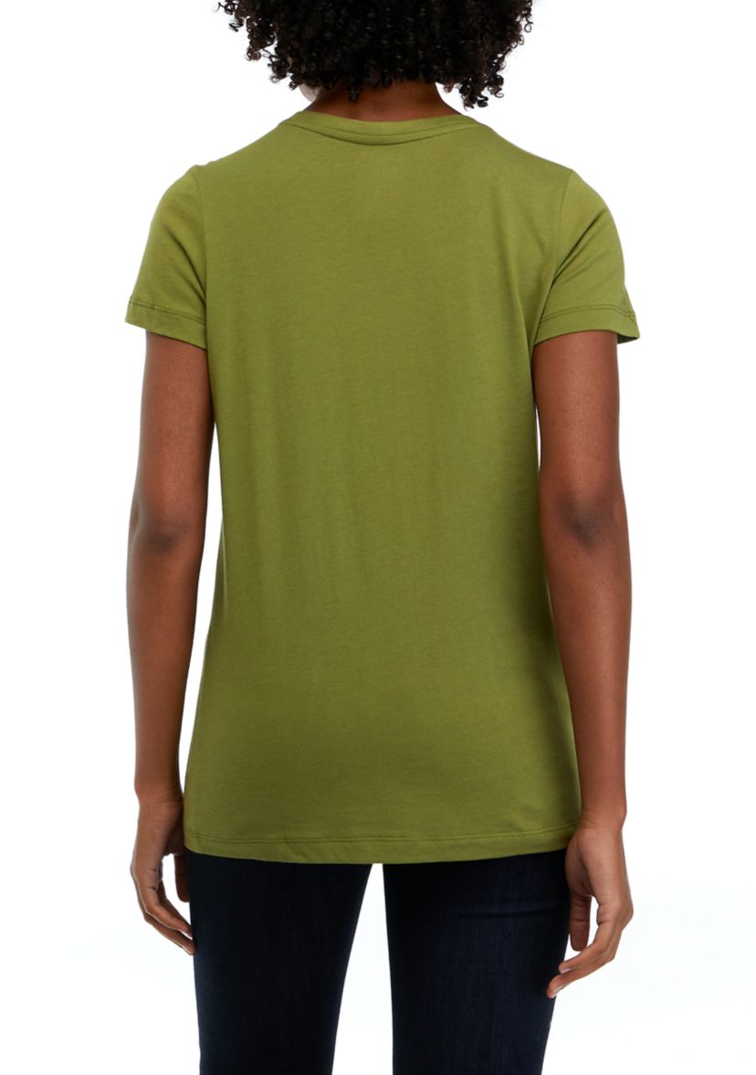 Short Sleeve Solid V-Neck T-Shirt