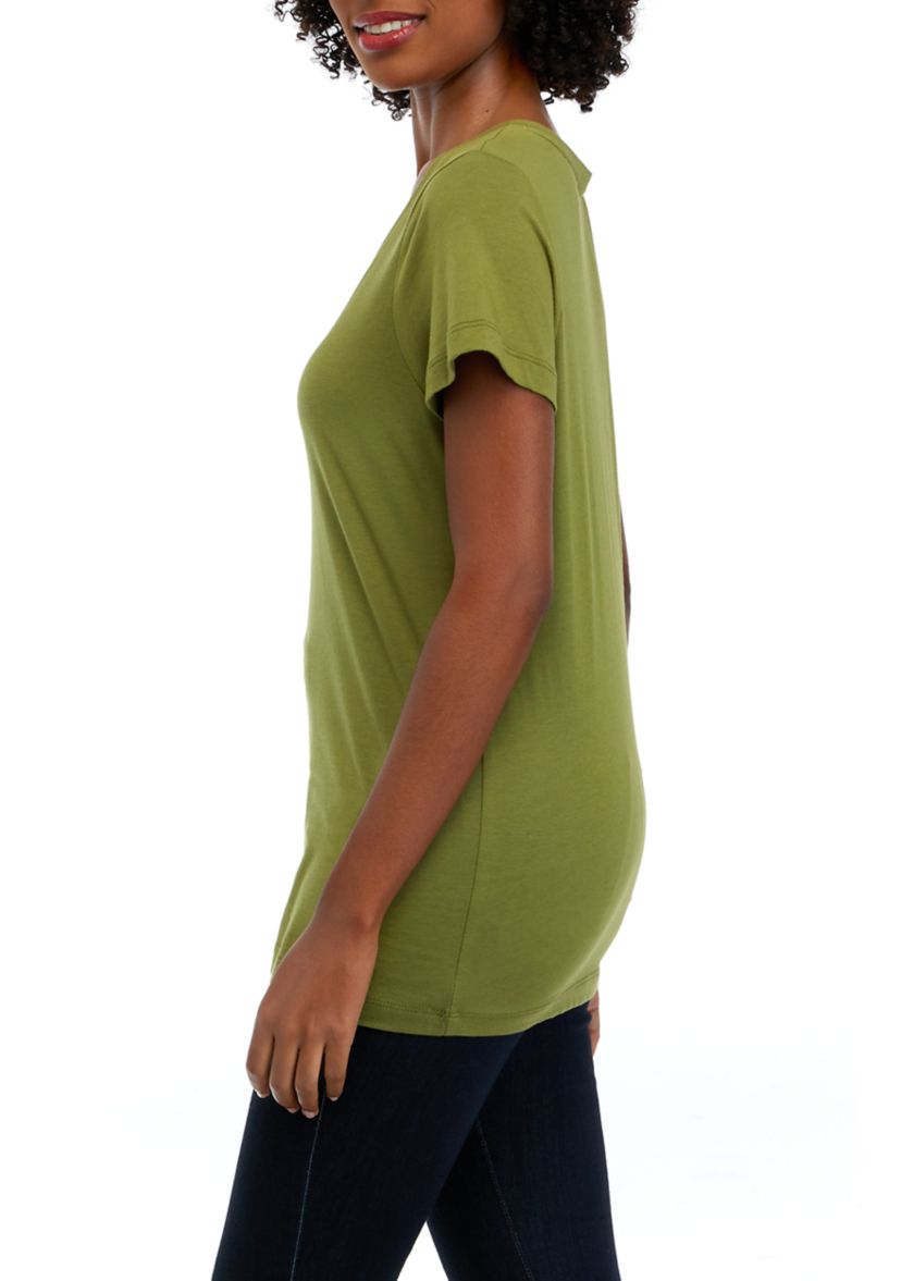 Short Sleeve Solid V-Neck T-Shirt