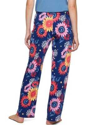 Cuddl Duds Womens Solid Top & Printed Pants Pajama Set, Black