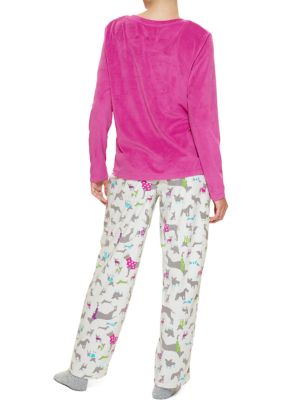 HUE Soft Fleece PJ Set with Socks belk