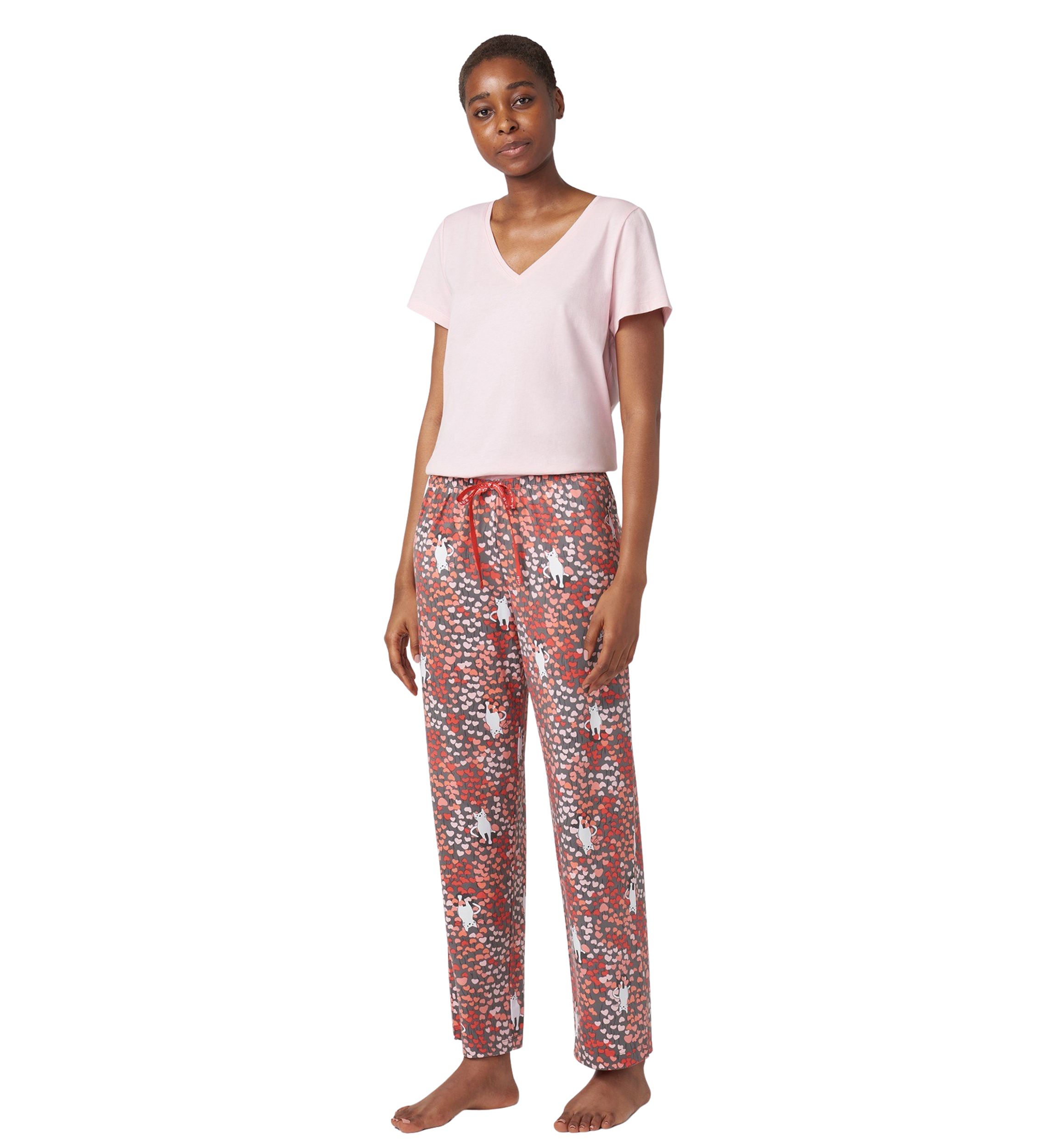 Kitty Heart Garden Printed Long Pajama Pants