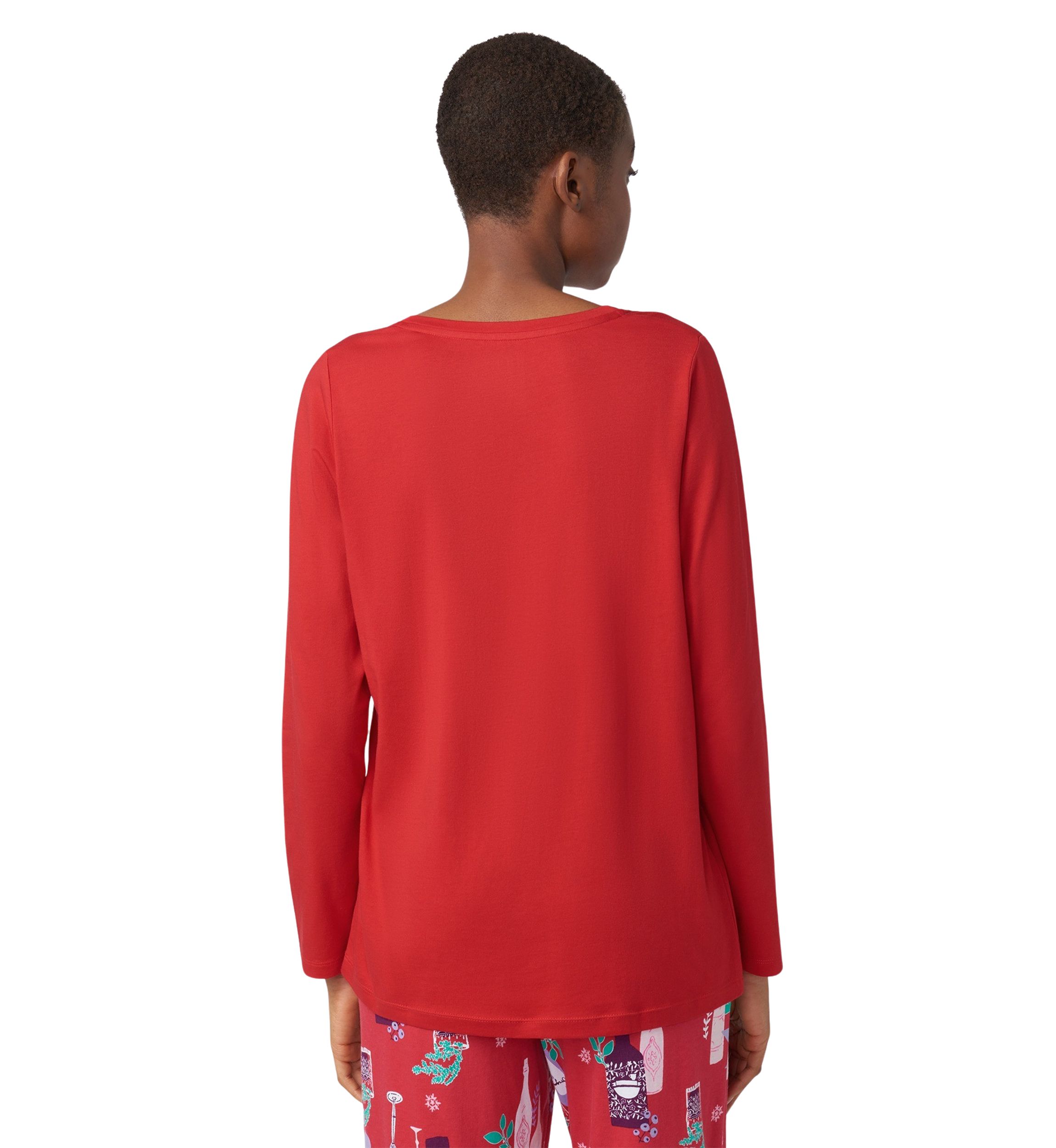 Solid Long Sleeve V-Neck Pajama T-Shirt 