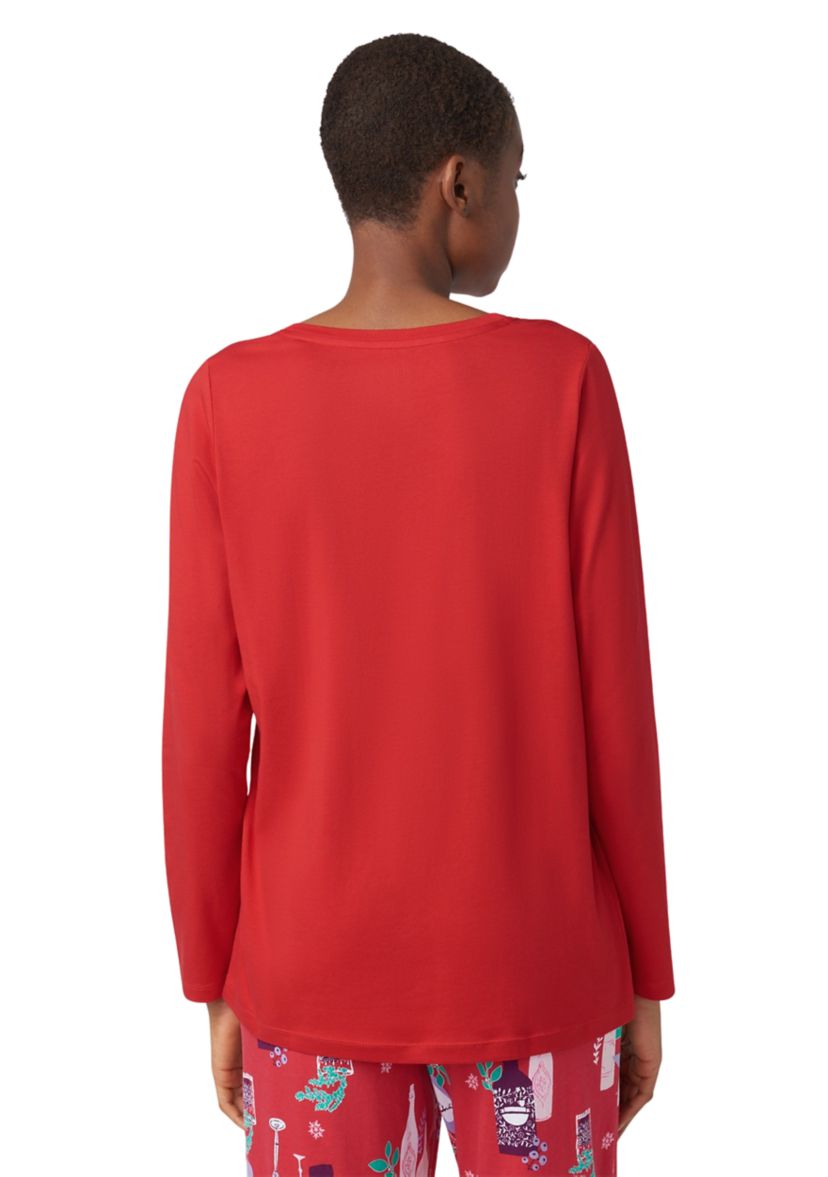 Solid Long Sleeve V-Neck Pajama T-Shirt 