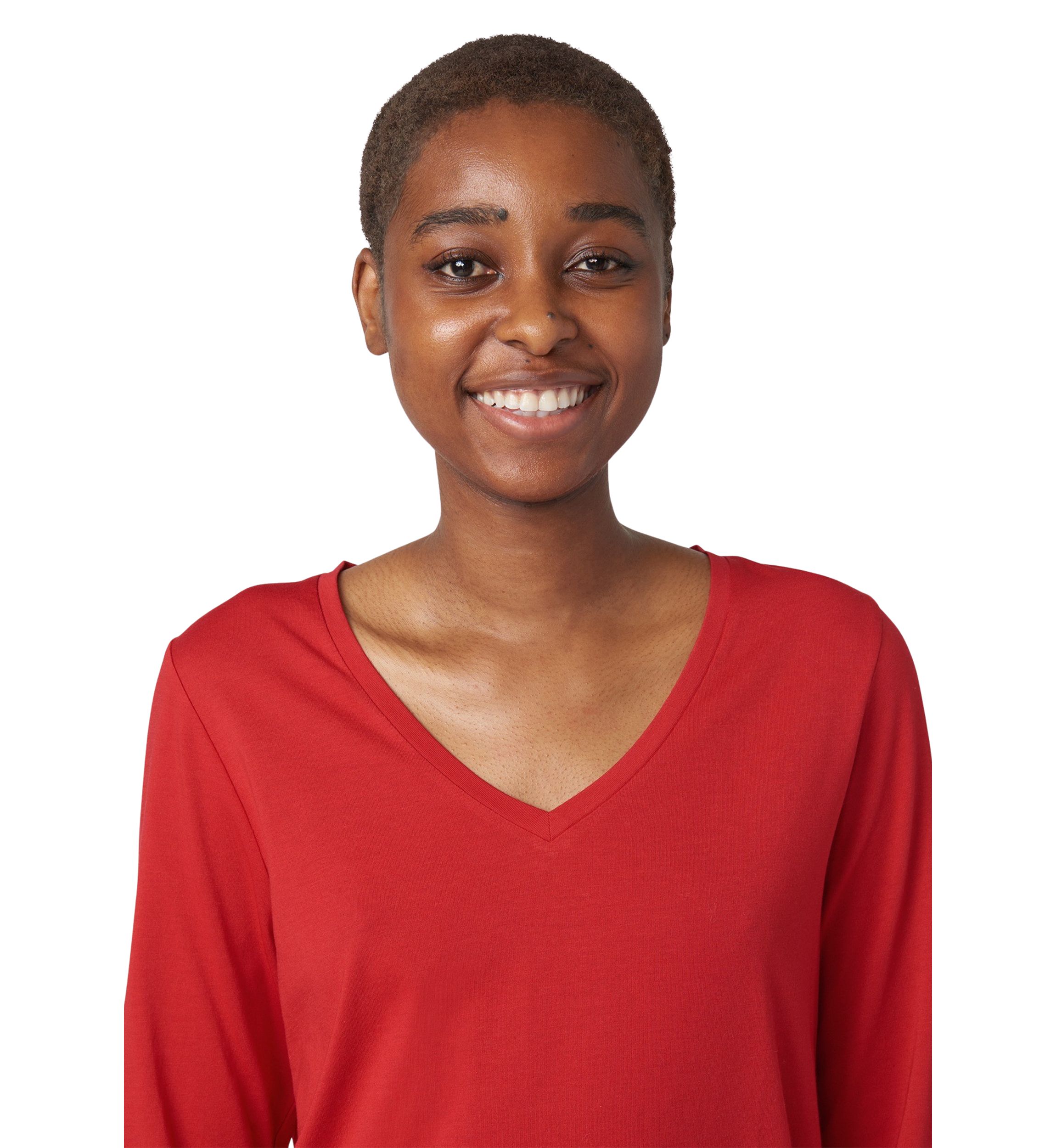 Solid Long Sleeve V-Neck Pajama T-Shirt 