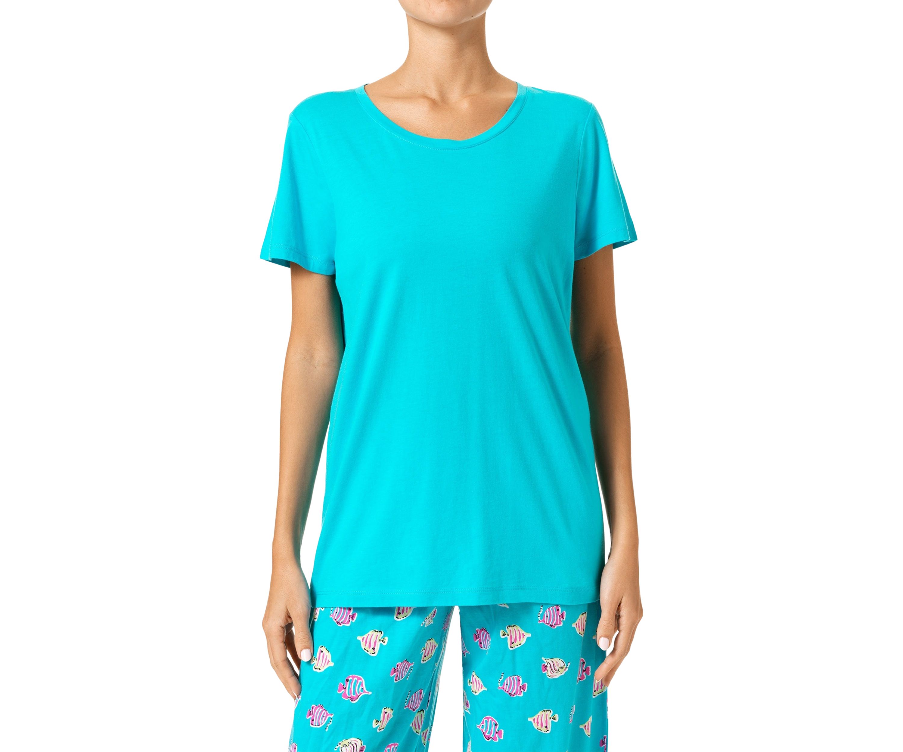 Solid Short Sleeve Scoop Neck Sleep T-Shirt