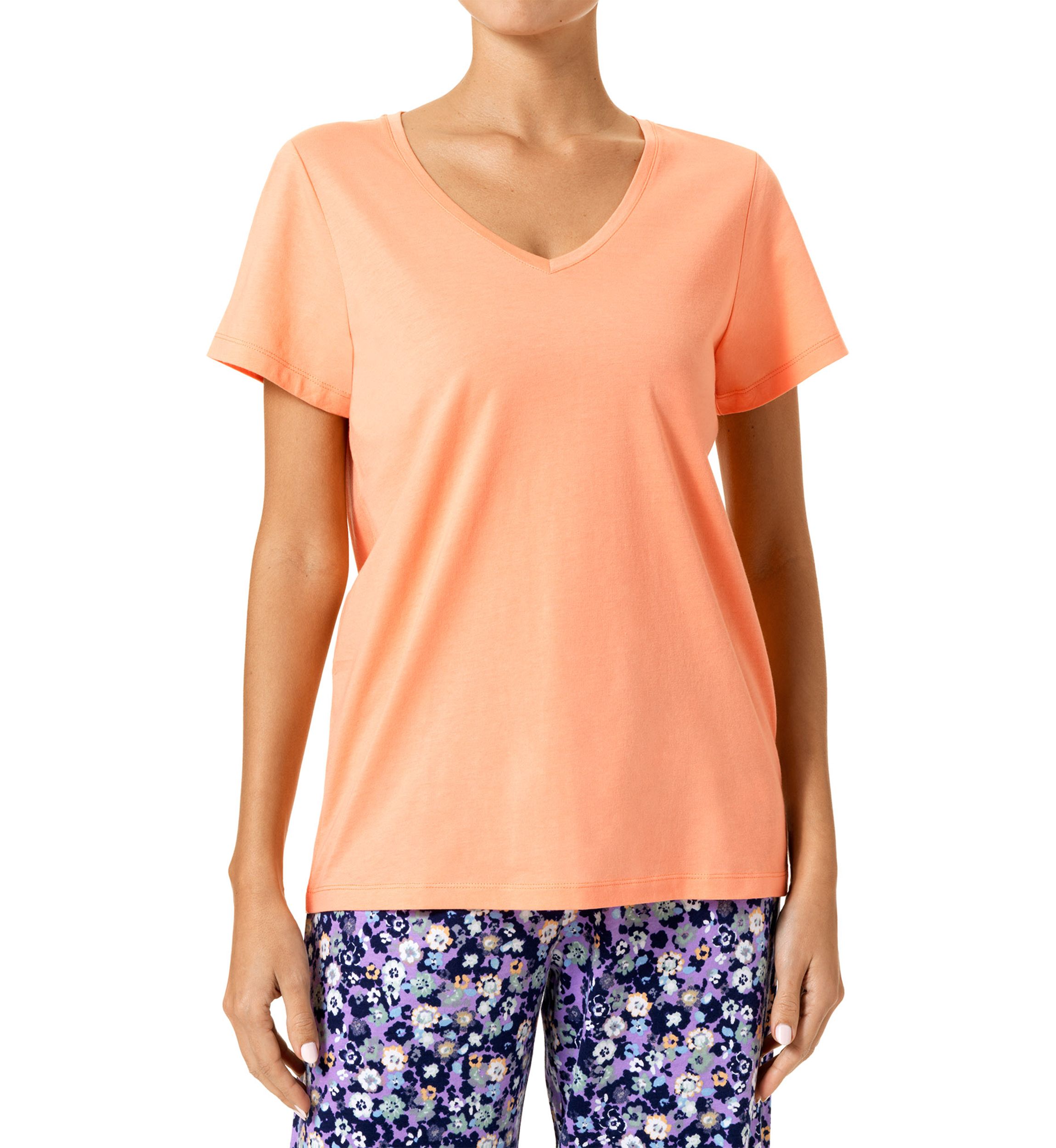 Womens Short Sleeve V-Neck Pajama T-Shirt