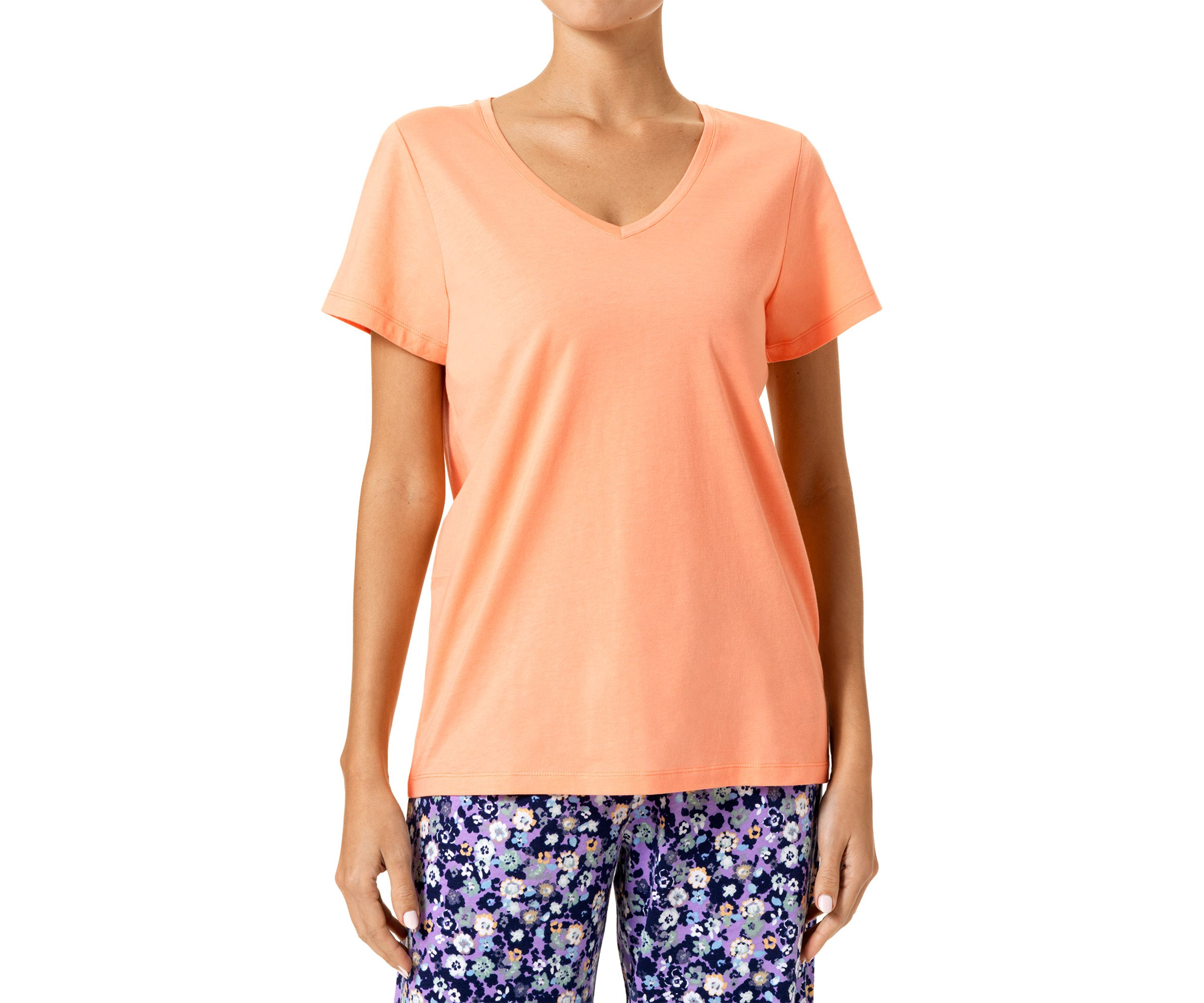 Womens Short Sleeve V-Neck Pajama T-Shirt