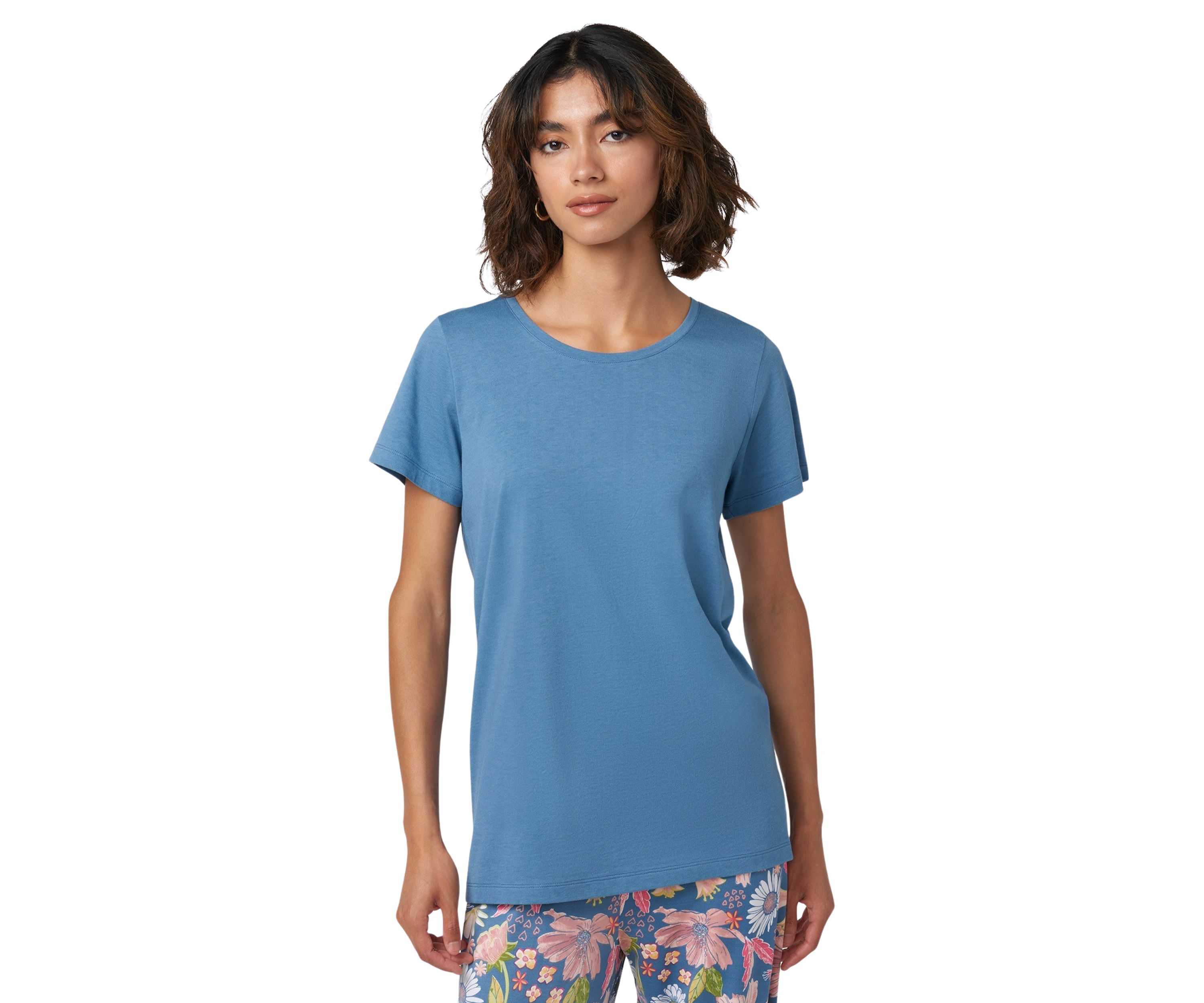 Solid Short Sleeve Scoop Neck Sleep T-Shirt