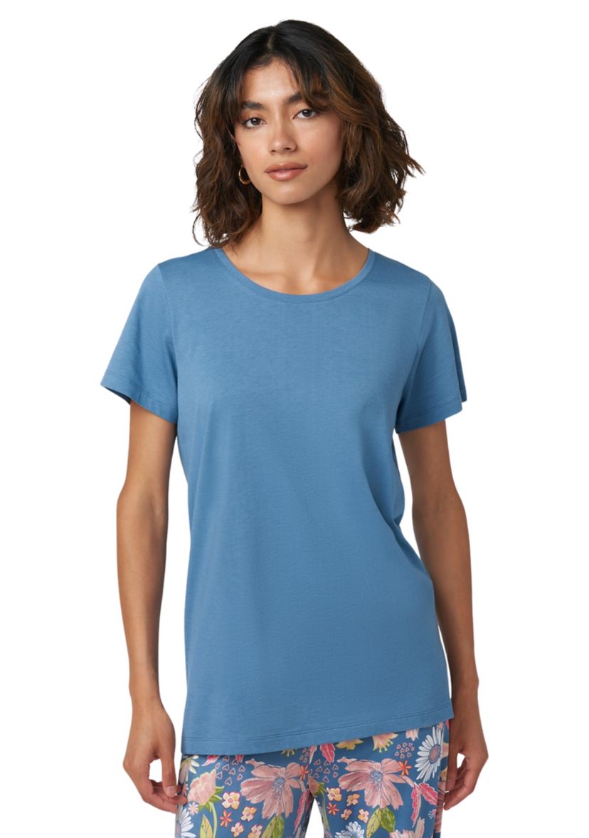 Solid Short Sleeve Scoop Neck Sleep T-Shirt