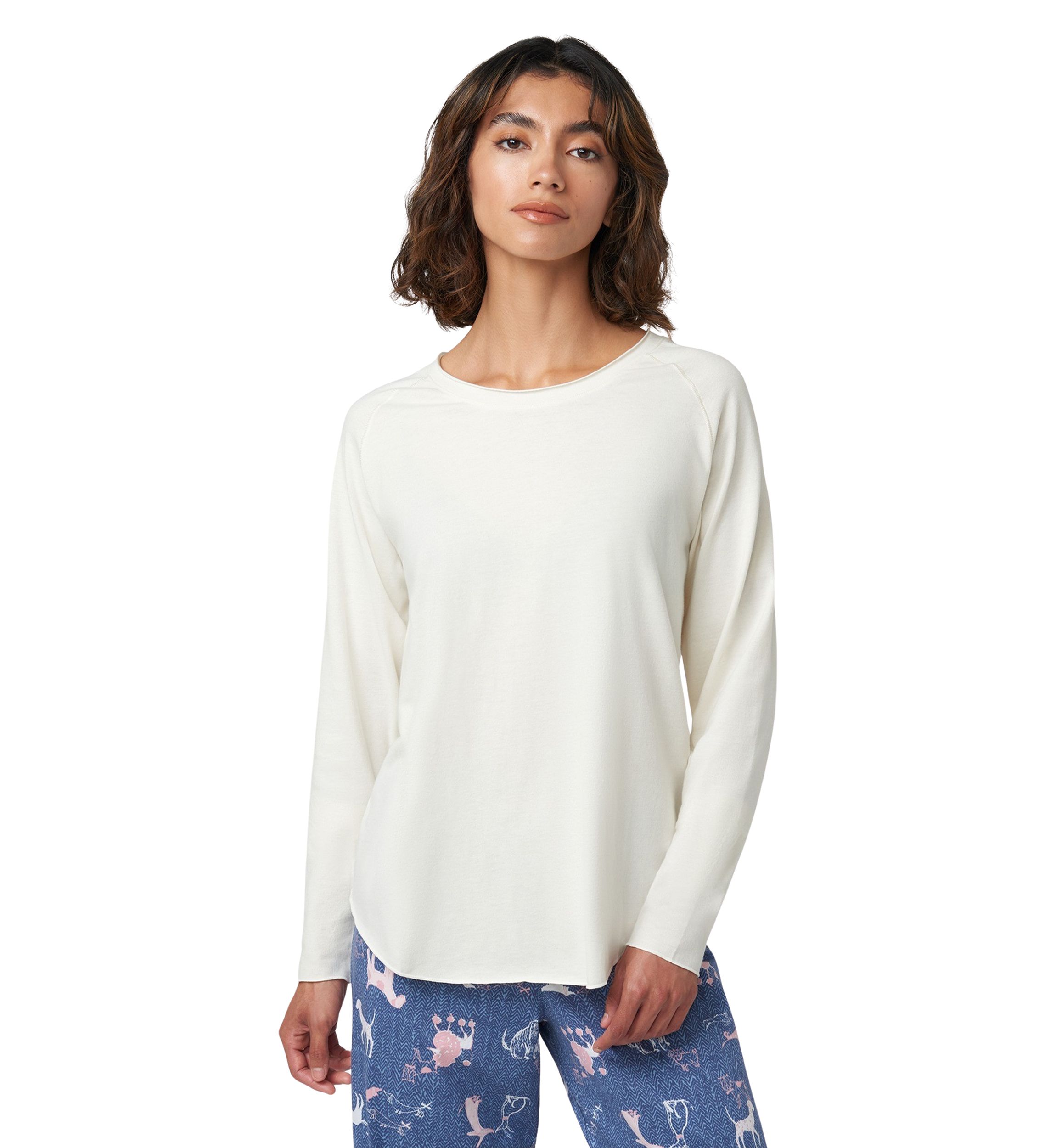 Solid Long Sleeve Crew Neck PJ T-Shirt