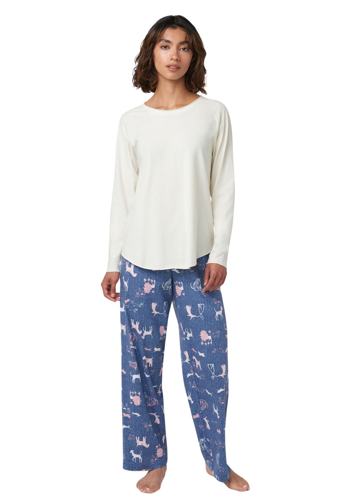 Solid Long Sleeve Crew Neck PJ T-Shirt