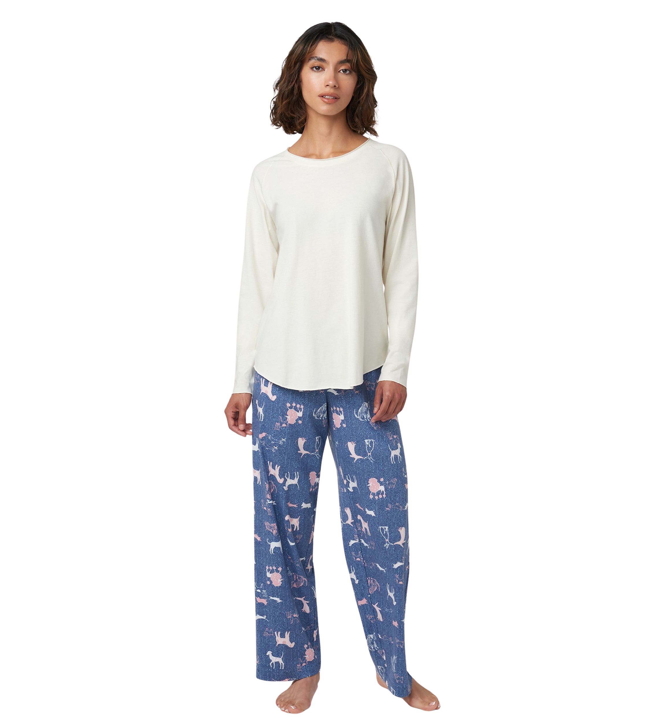 Solid Long Sleeve Crew Neck PJ T-Shirt