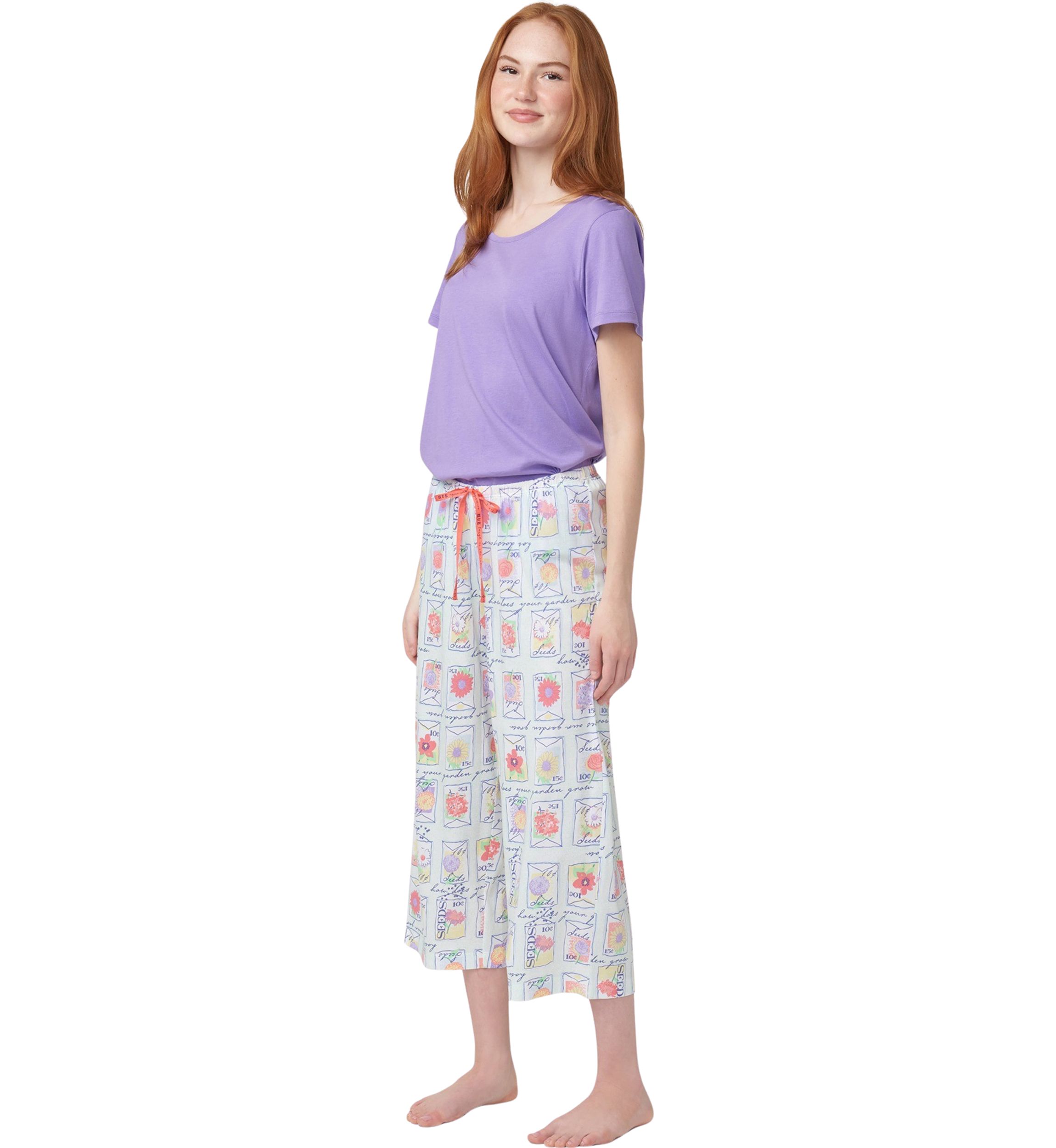 Womens Garden Seeds Capri Pajama Pants