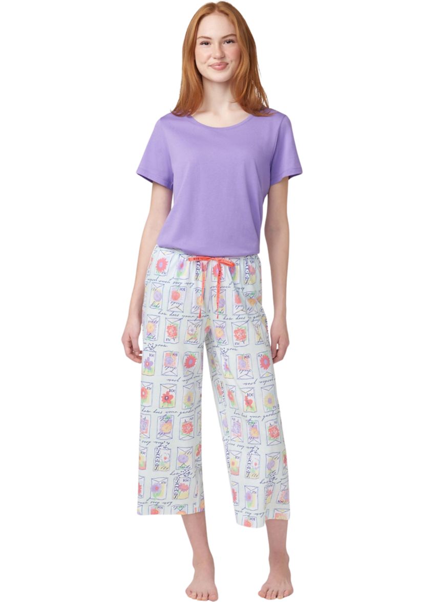 Womens Garden Seeds Capri Pajama Pants