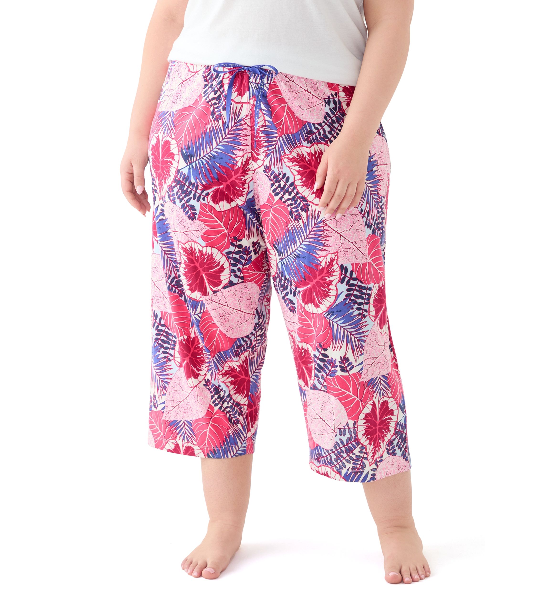 Plus Size Great Palms Printed Pajama Pants