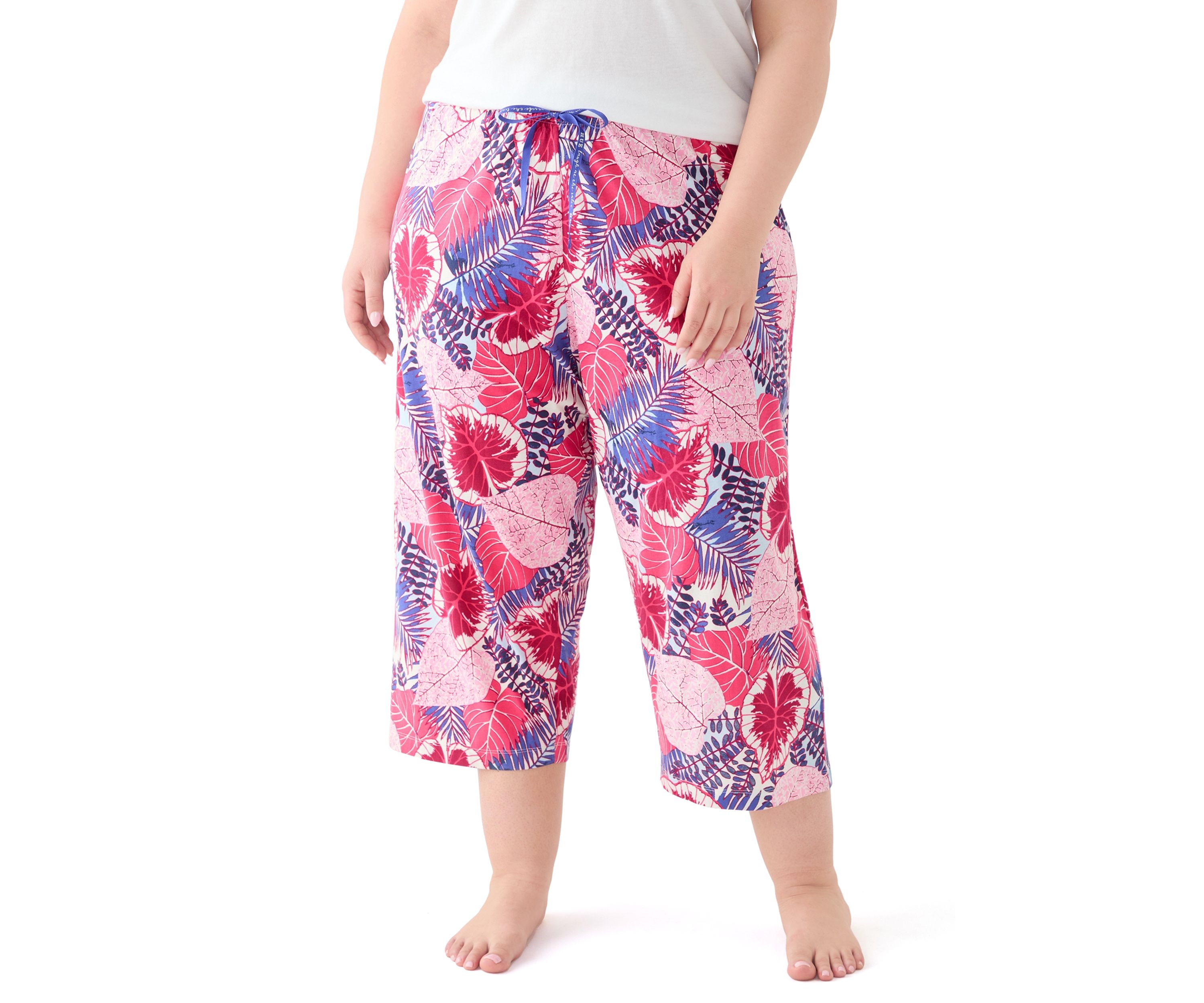Plus Size Great Palms Printed Pajama Pants