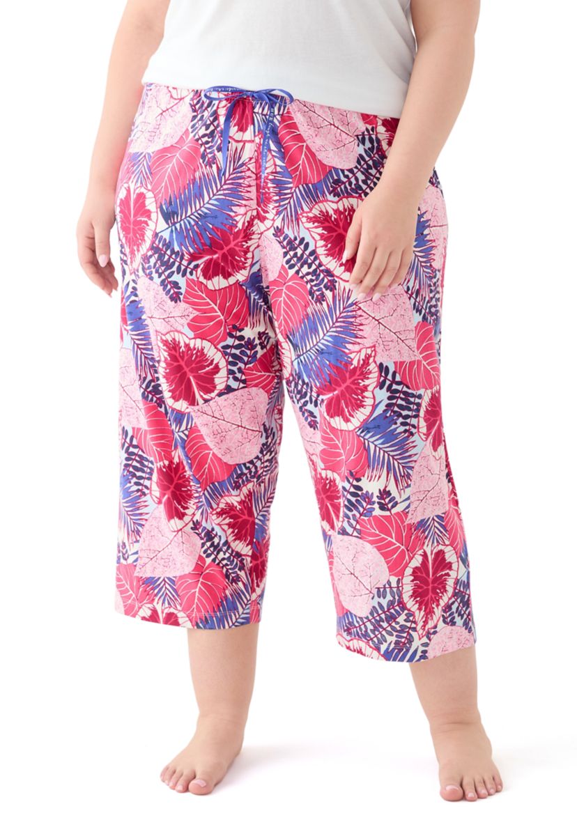 Plus Size Great Palms Printed Pajama Pants