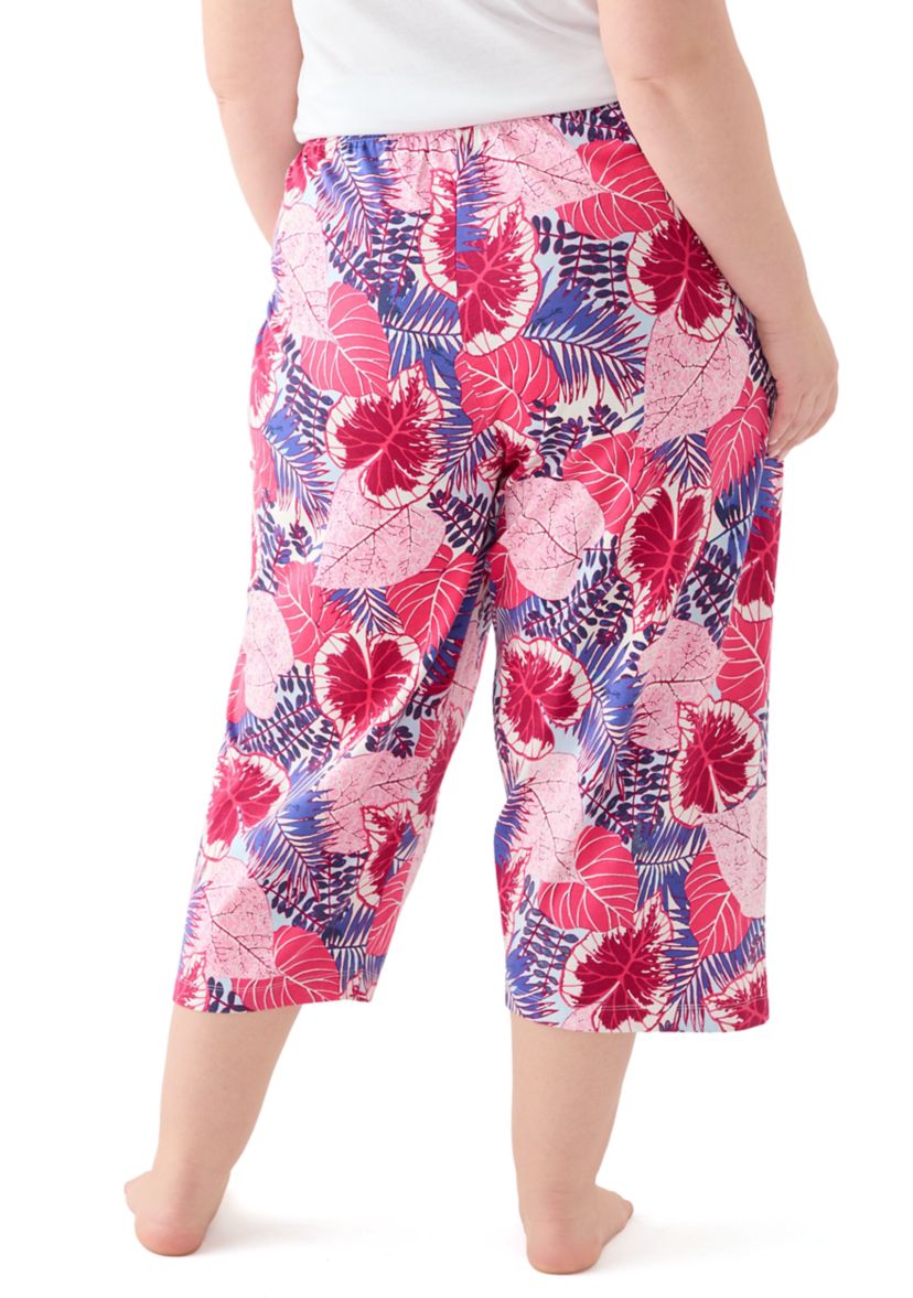 Plus Size Great Palms Printed Pajama Pants