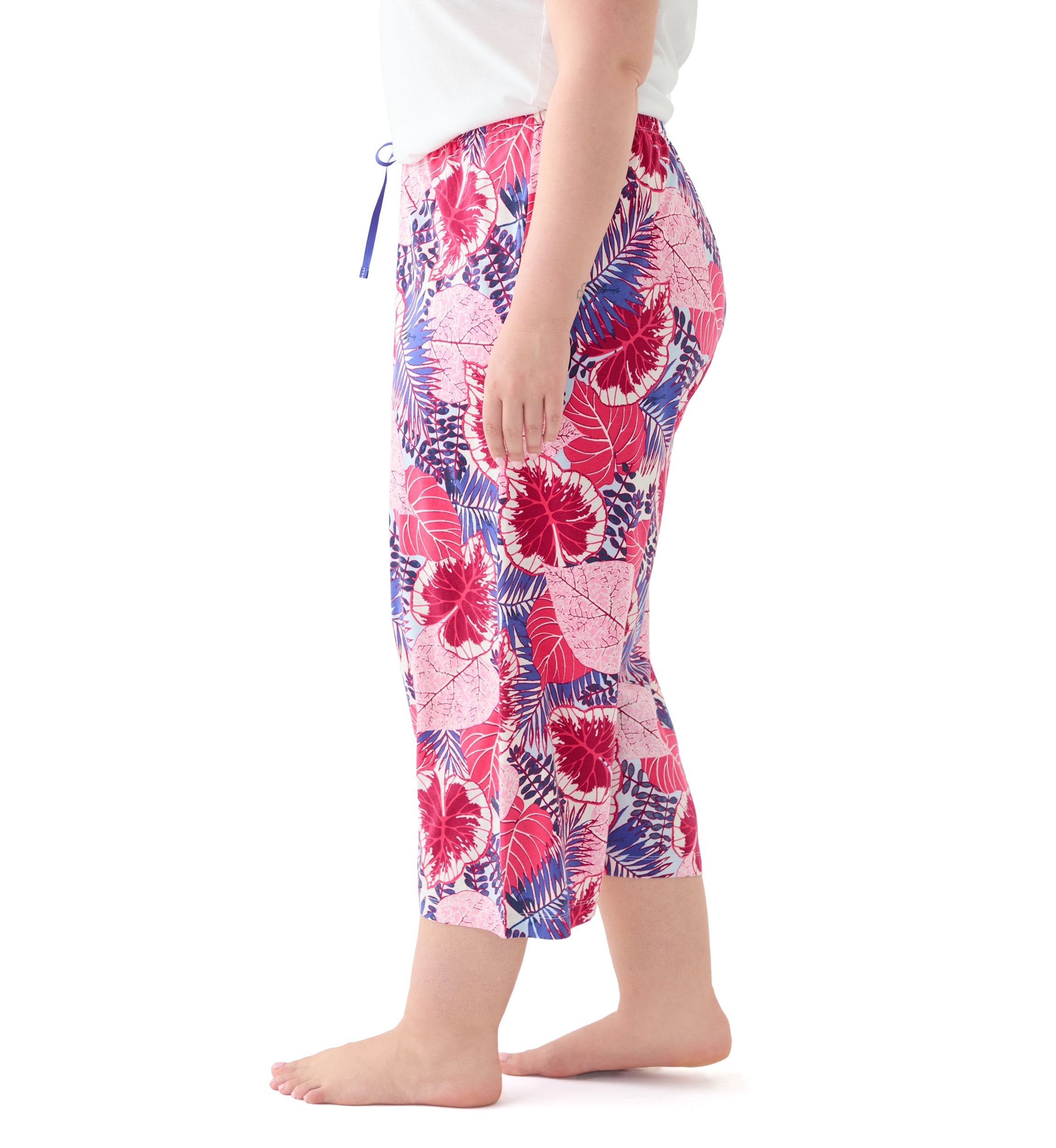 Plus Size Great Palms Printed Pajama Pants