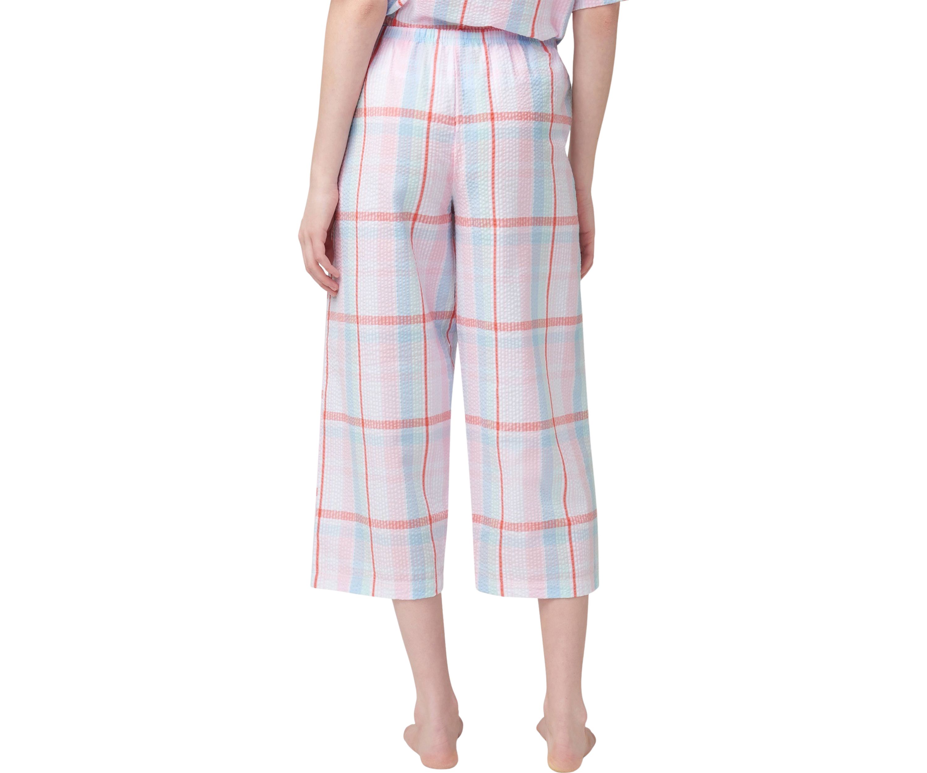 Womens Seersucker Capri Pajama Pants