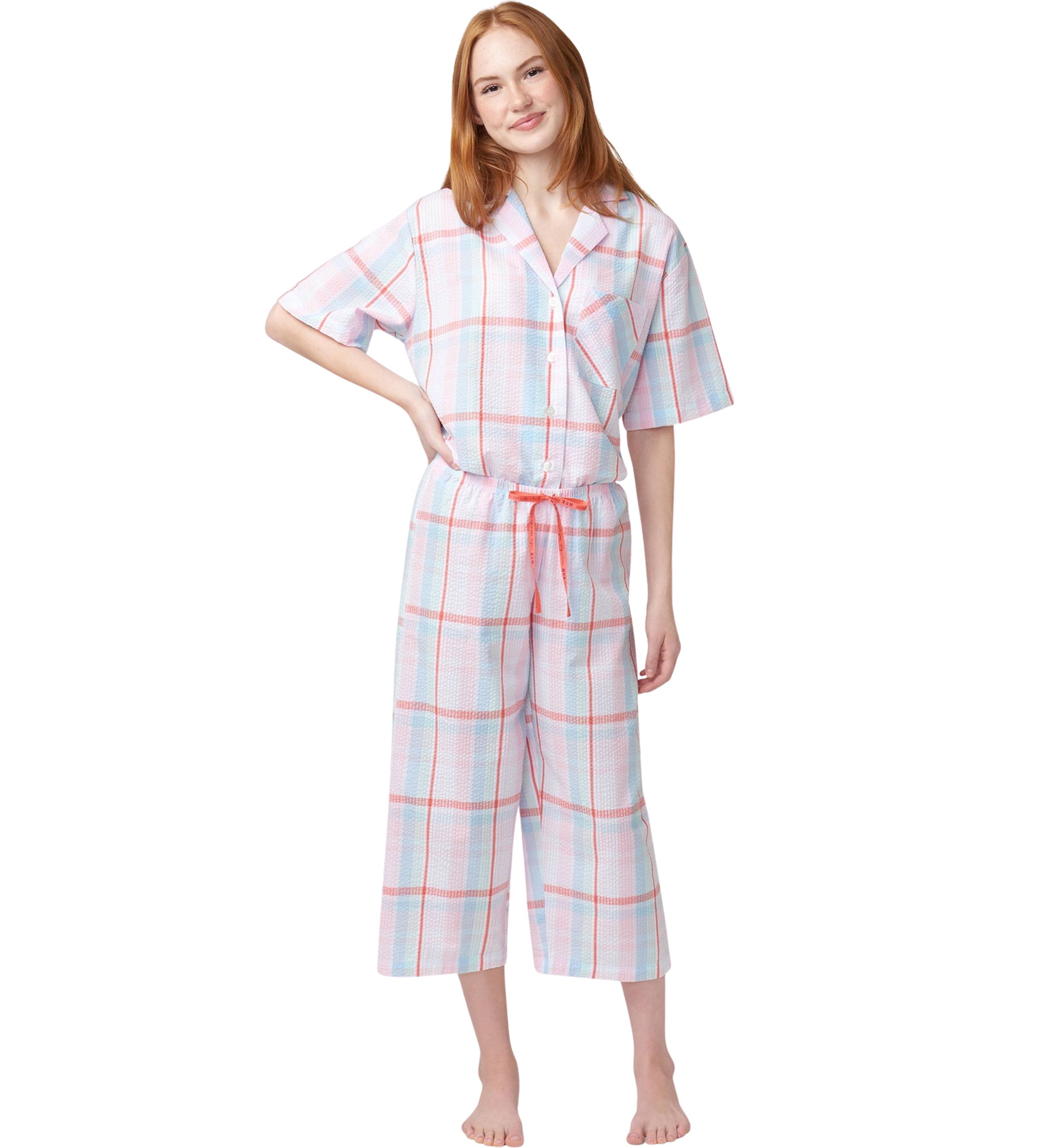 Womens Seersucker Capri Pajama Pants