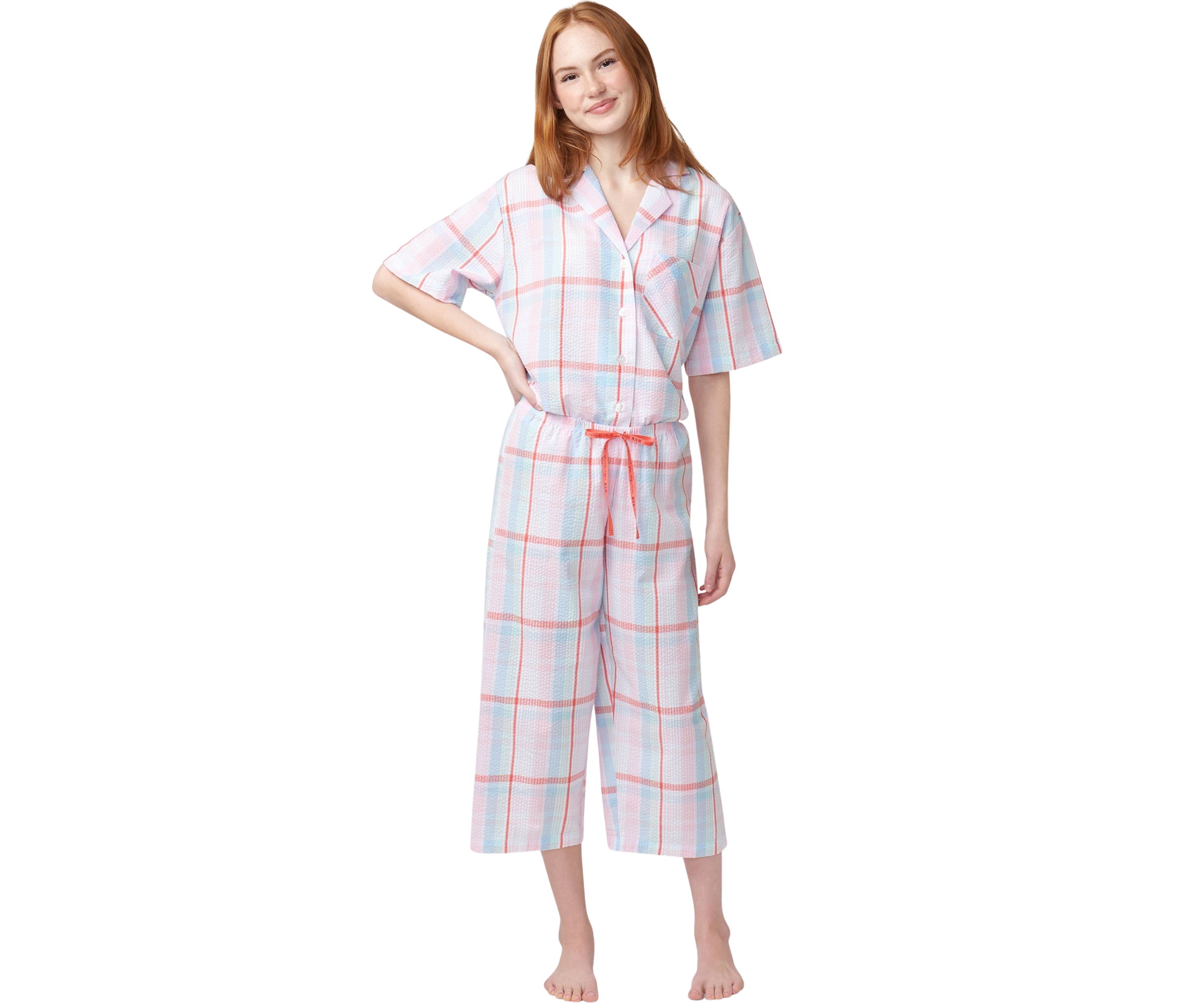 Womens Seersucker Capri Pajama Pants