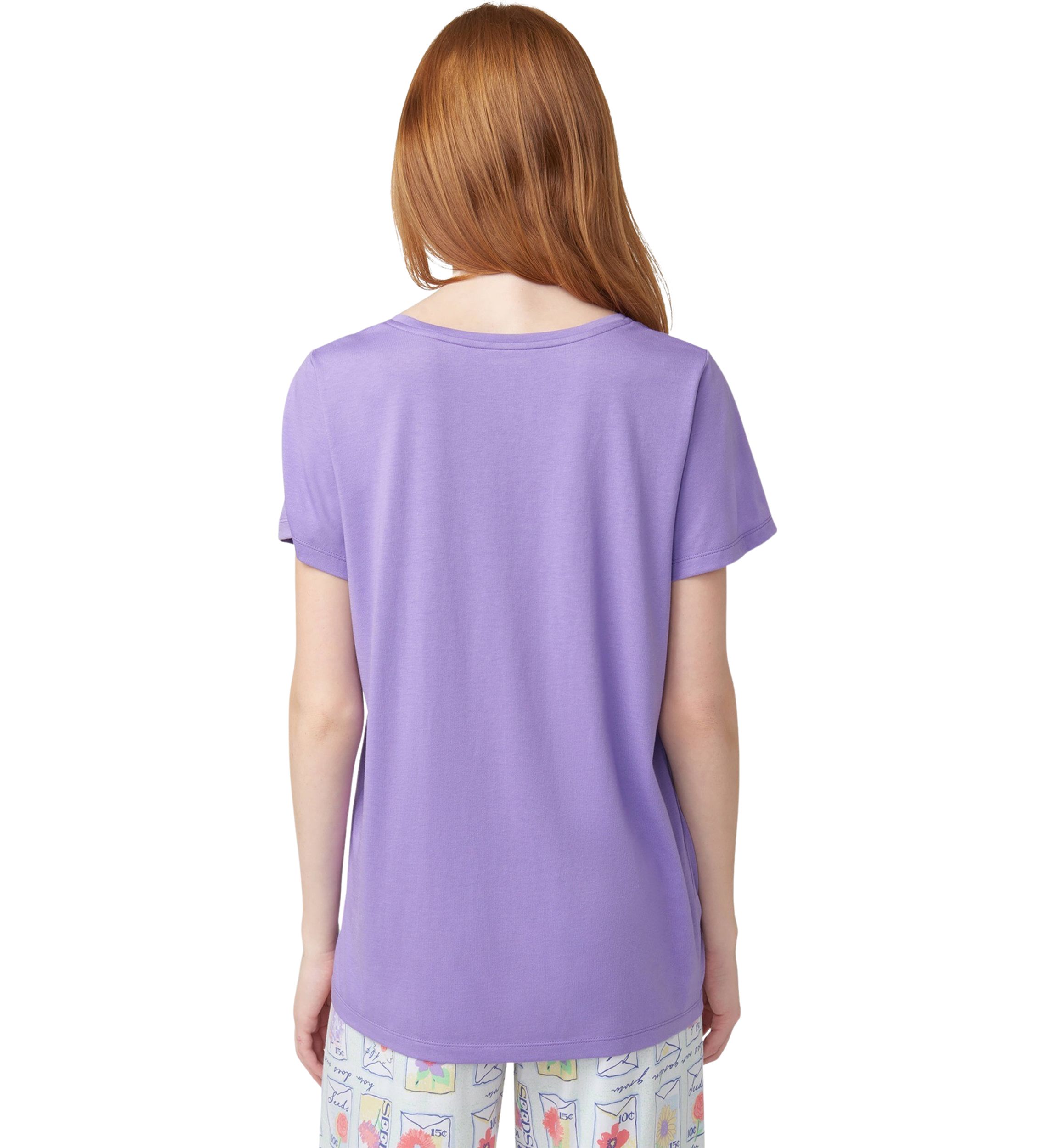 Womens Solid Short Sleeve Scoop Neck Sleep T-Shirt