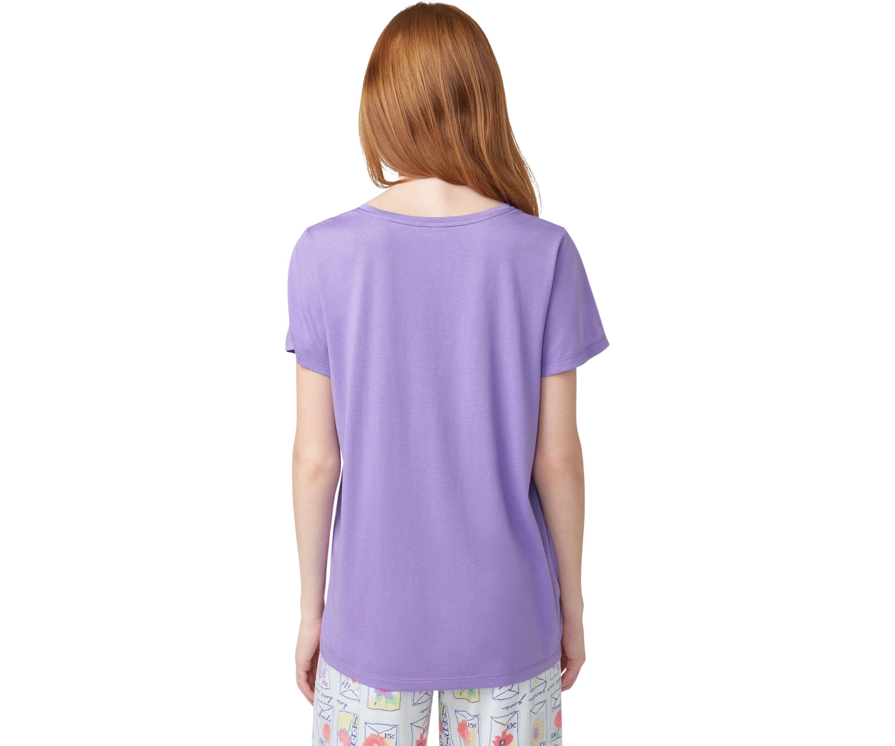 Womens Solid Short Sleeve Scoop Neck Sleep T-Shirt