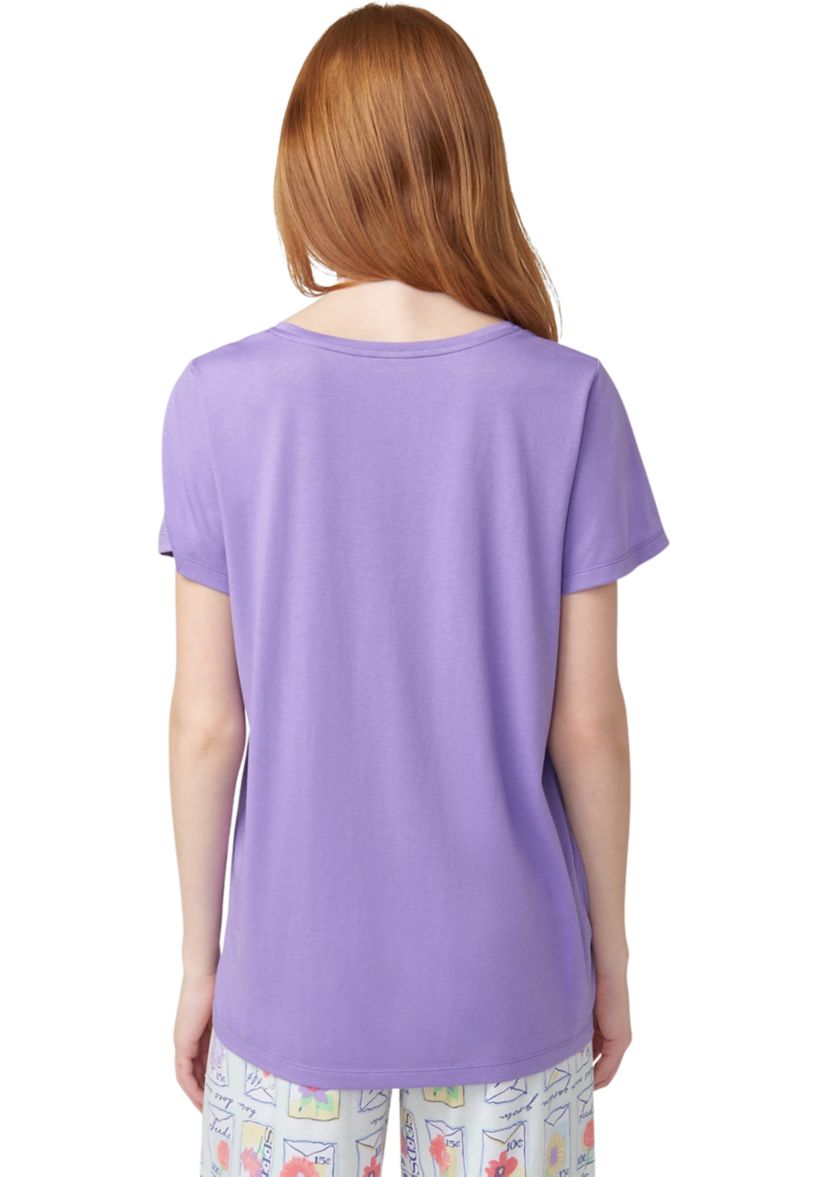Womens Solid Short Sleeve Scoop Neck Sleep T-Shirt
