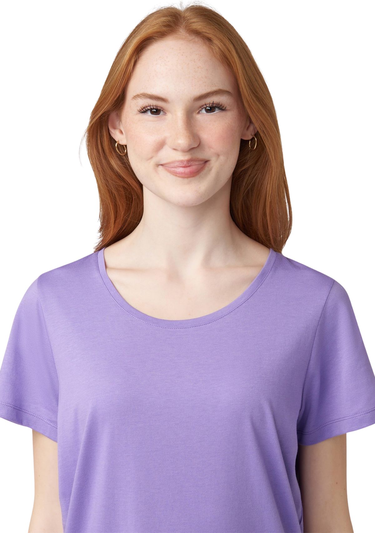 Womens Solid Short Sleeve Scoop Neck Sleep T-Shirt