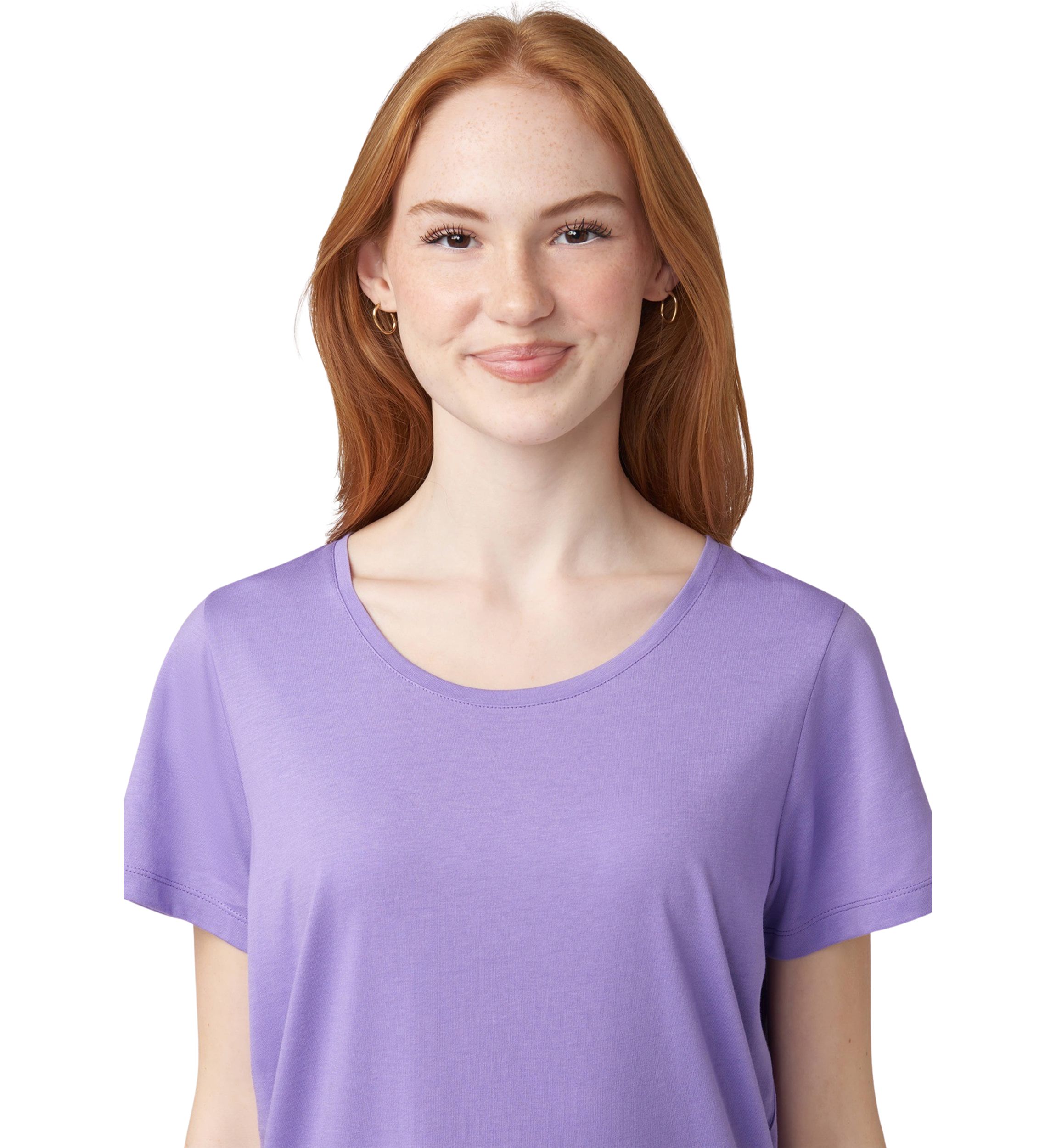 Womens Solid Short Sleeve Scoop Neck Sleep T-Shirt