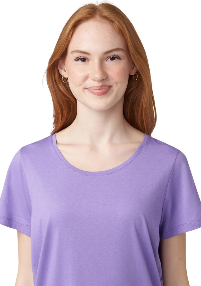 Womens Solid Short Sleeve Scoop Neck Sleep T-Shirt