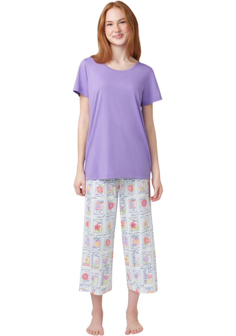 Womens Solid Short Sleeve Scoop Neck Sleep T-Shirt