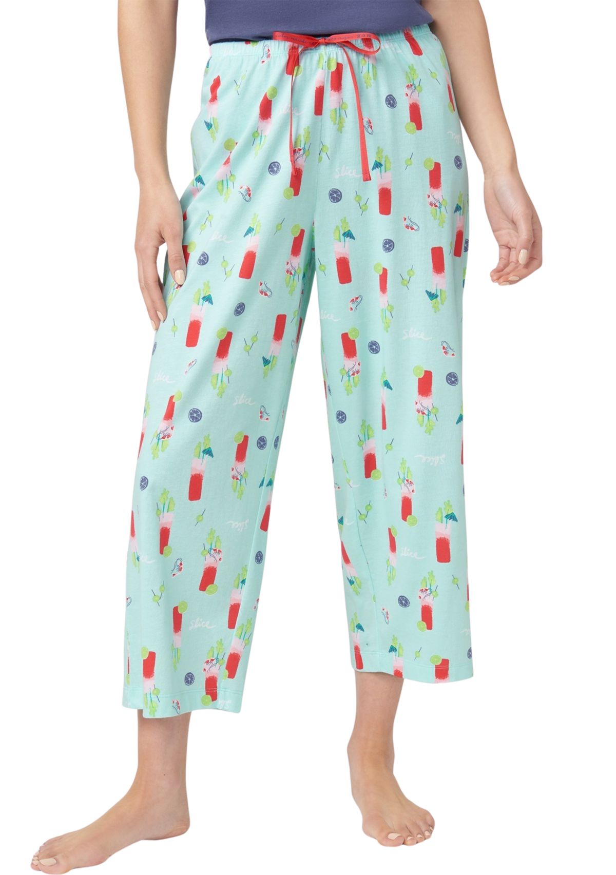 Womens Printed Capri Pajama Pants
