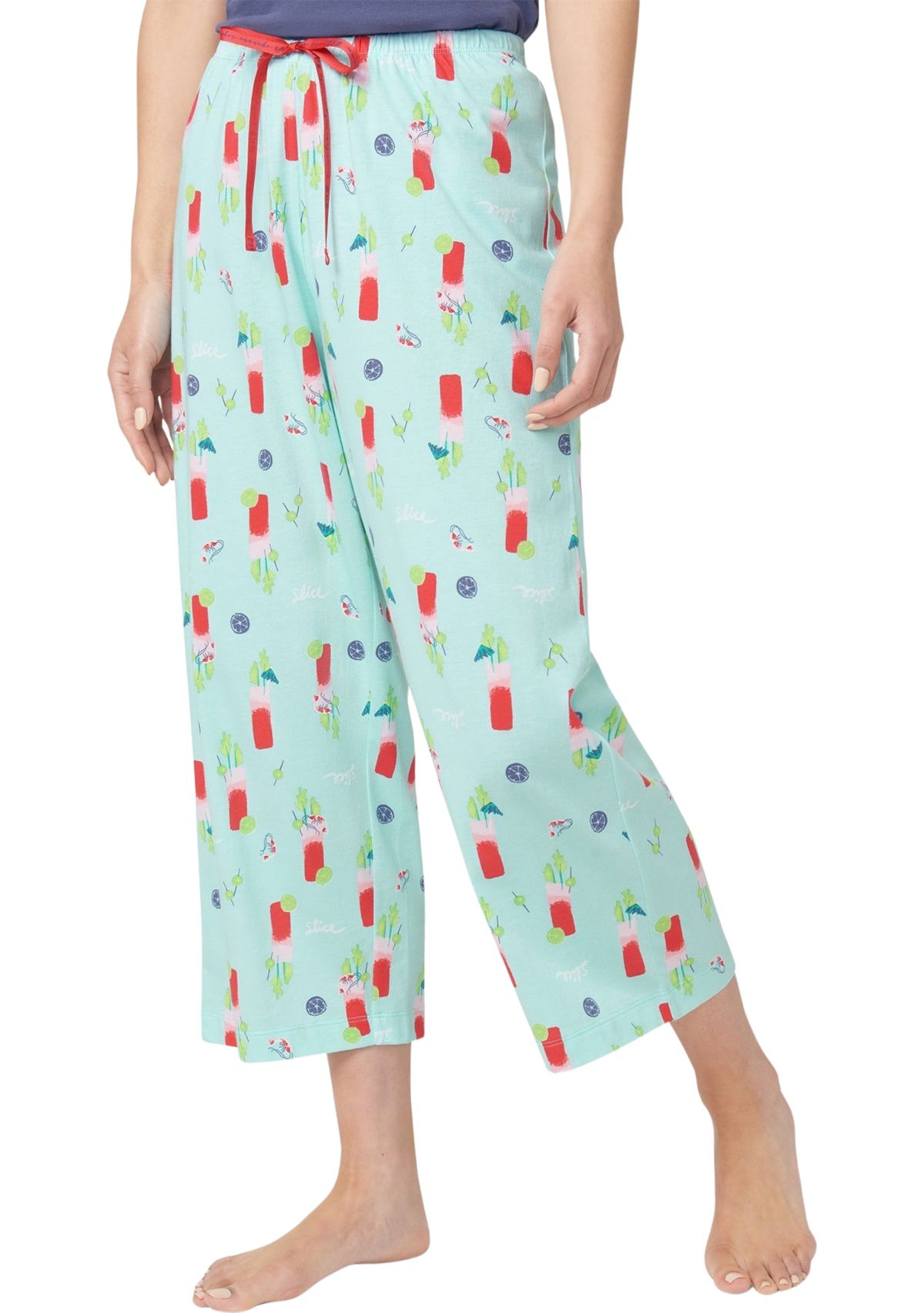 Womens Printed Capri Pajama Pants