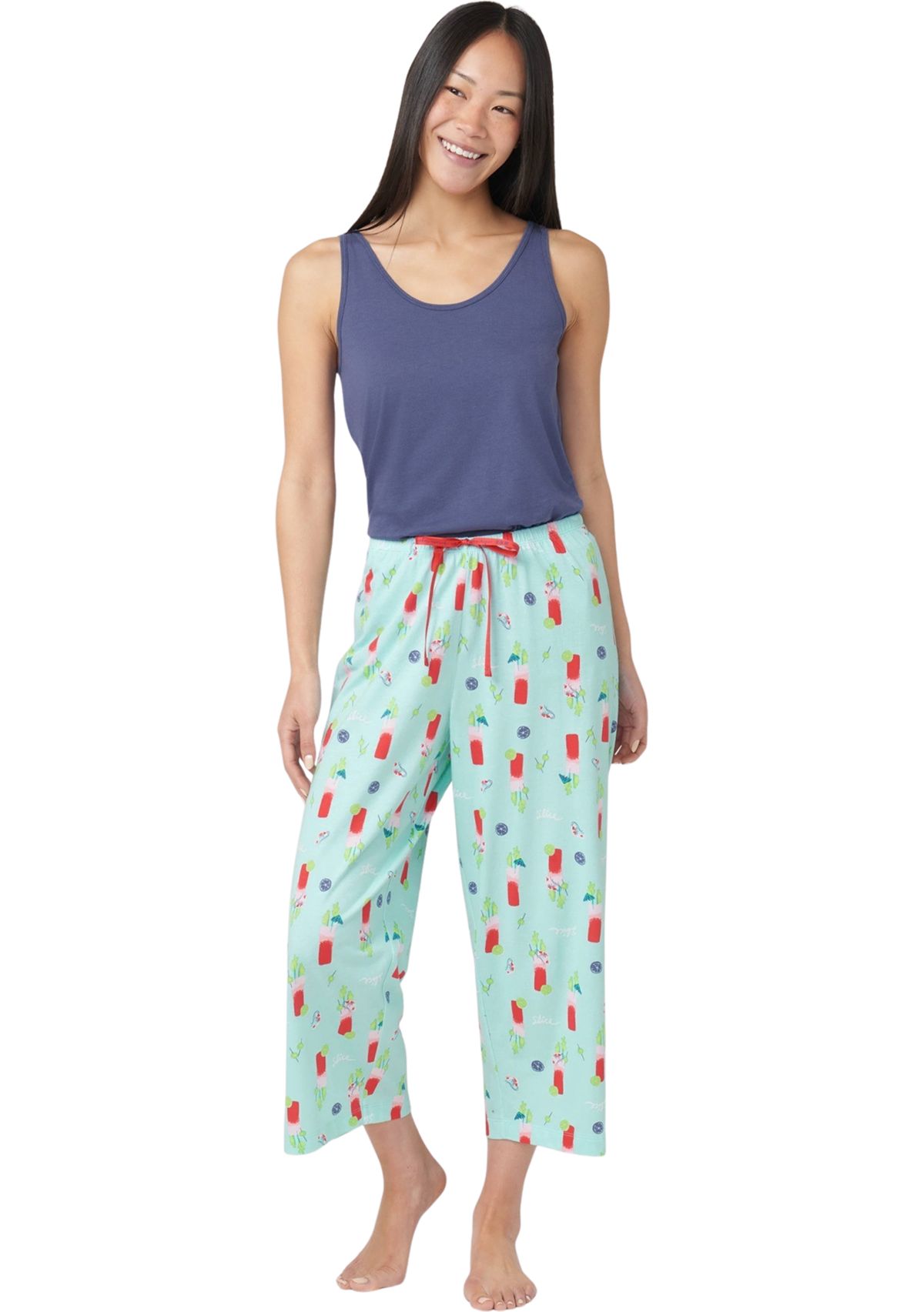 Womens Printed Capri Pajama Pants