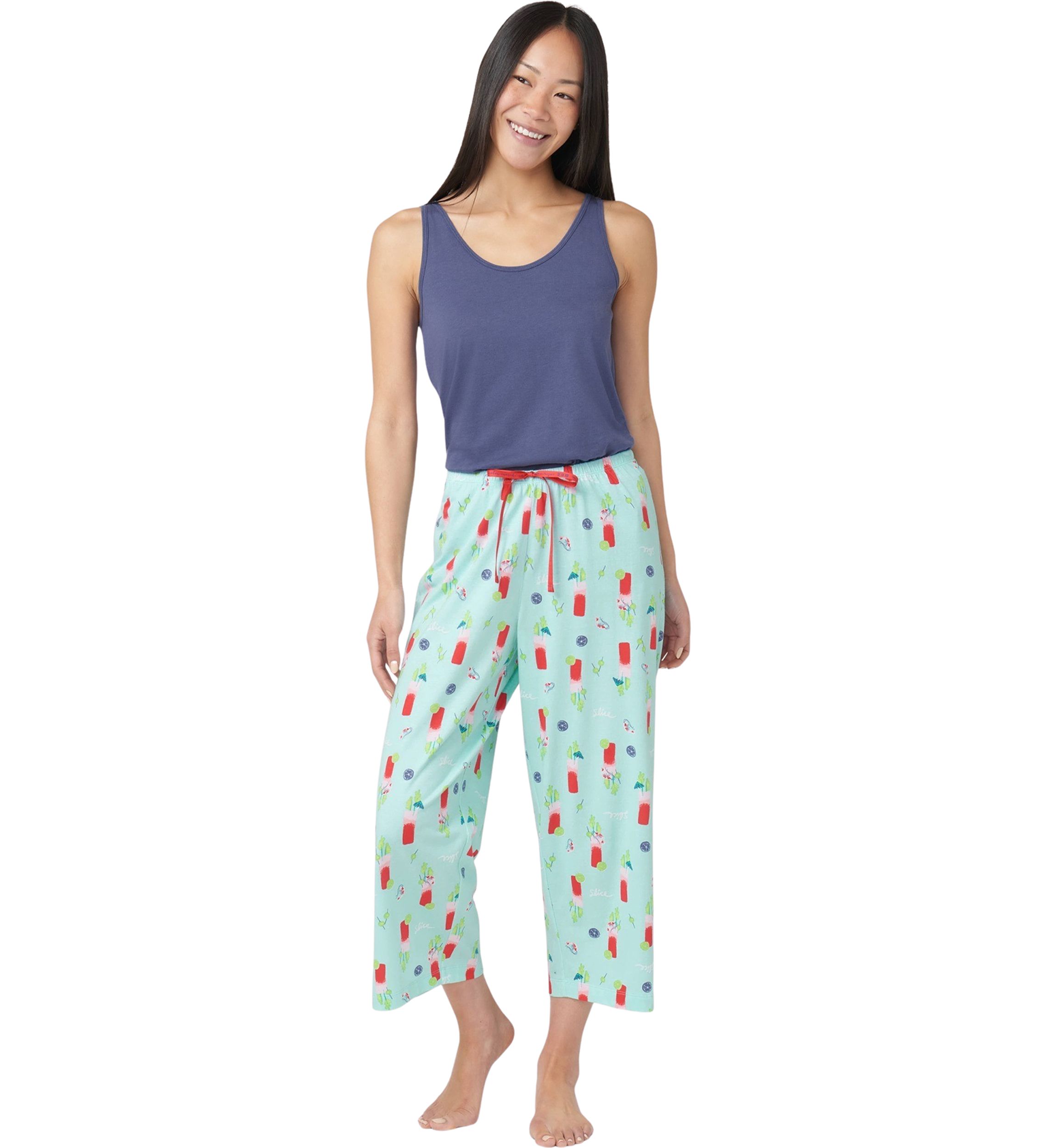 Womens Printed Capri Pajama Pants