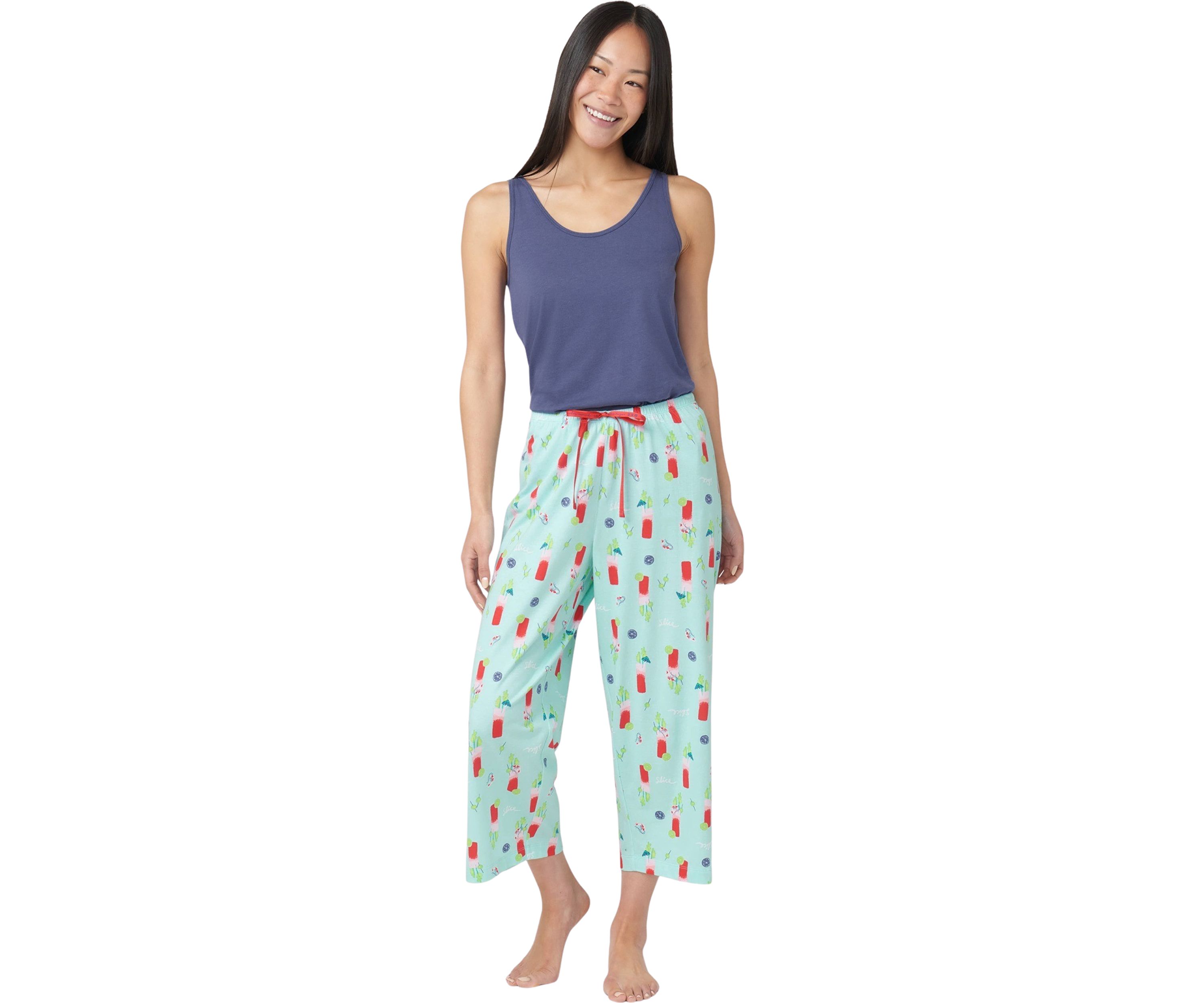 Womens Printed Capri Pajama Pants
