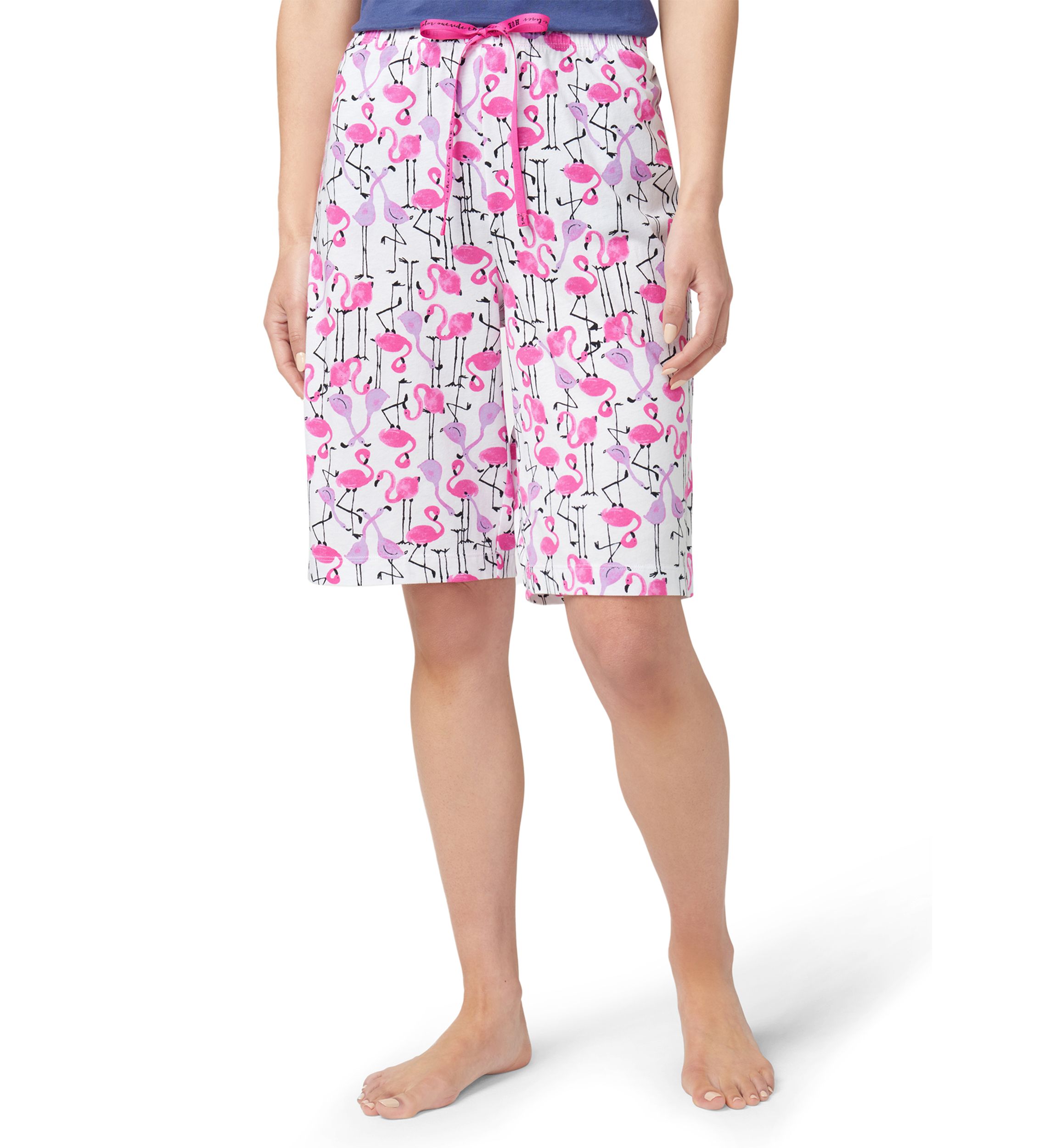 Flamingo Strut Printed Bermuda Pajama Shorts