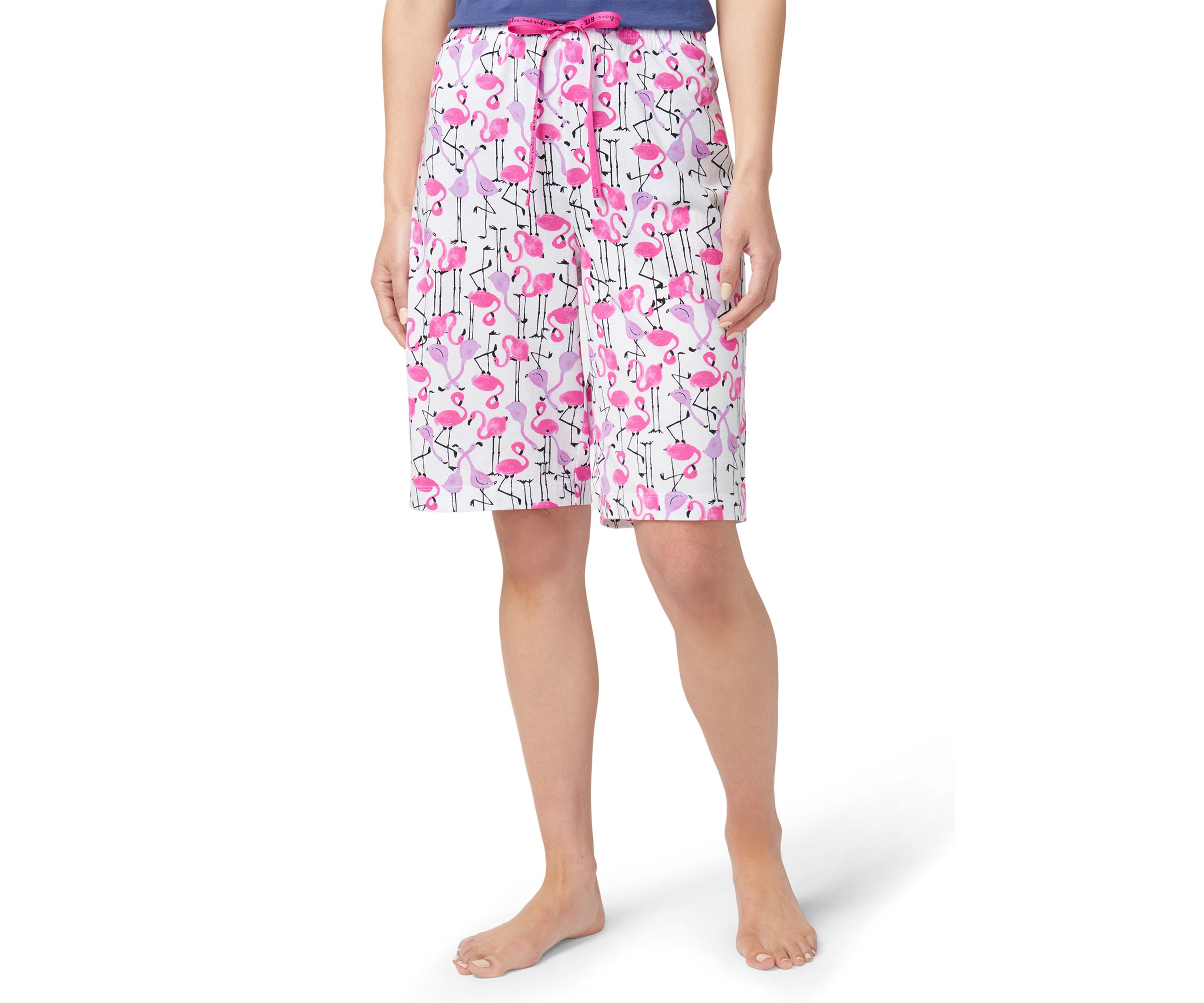 Flamingo Strut Printed Bermuda Pajama Shorts